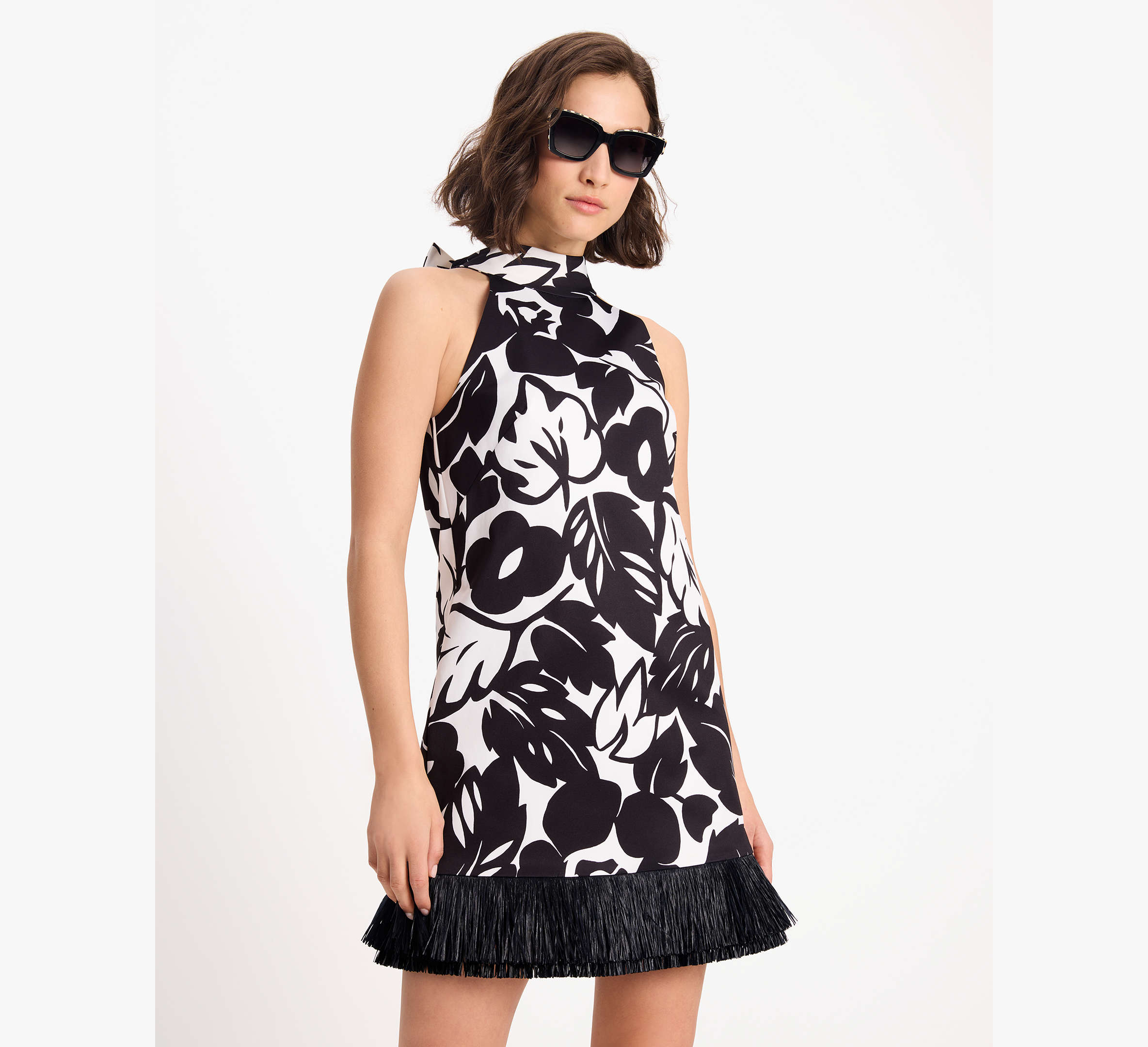 Tropical Foliage Raffia Dress