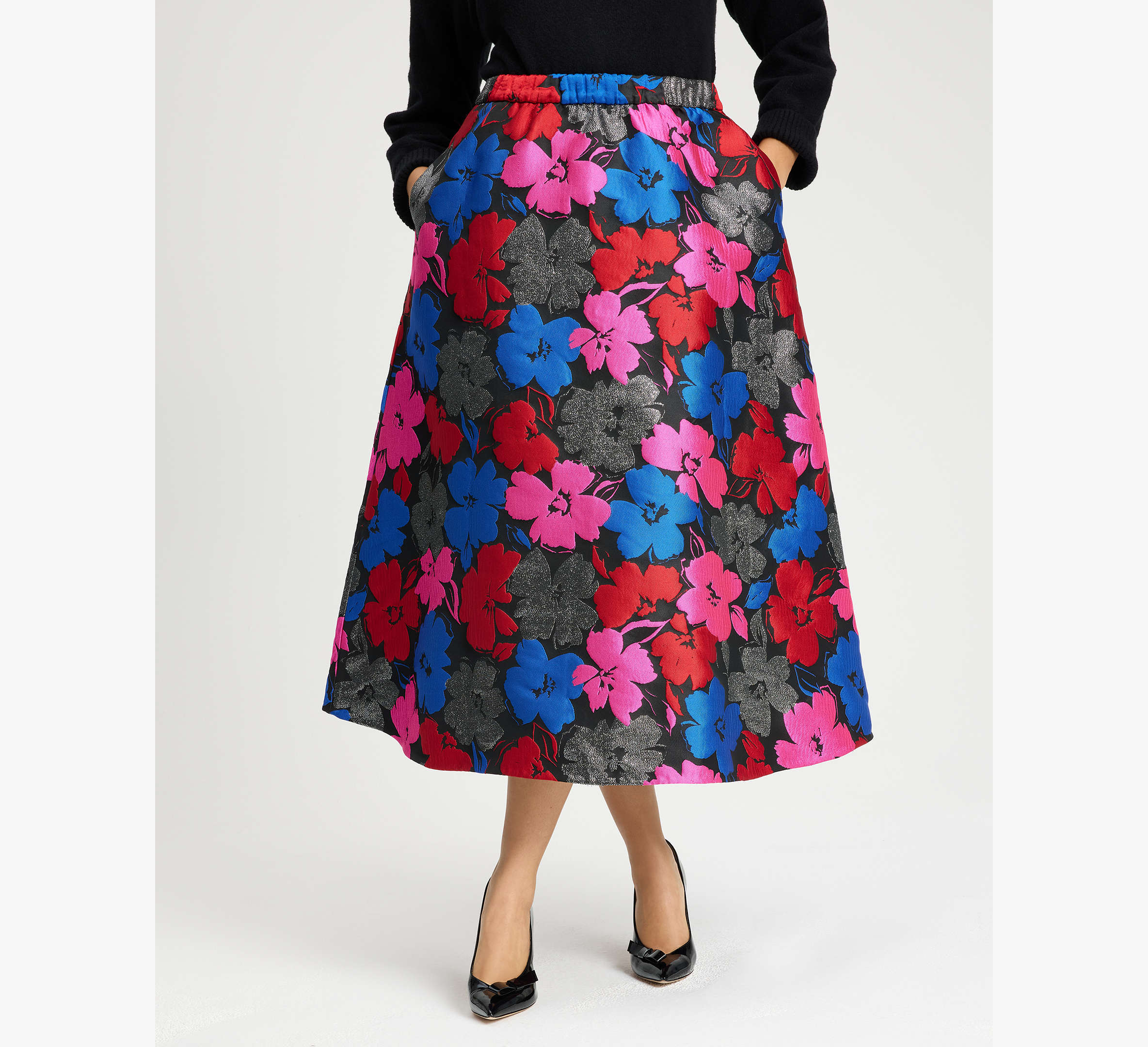Painterly Blooms Midi Skirt