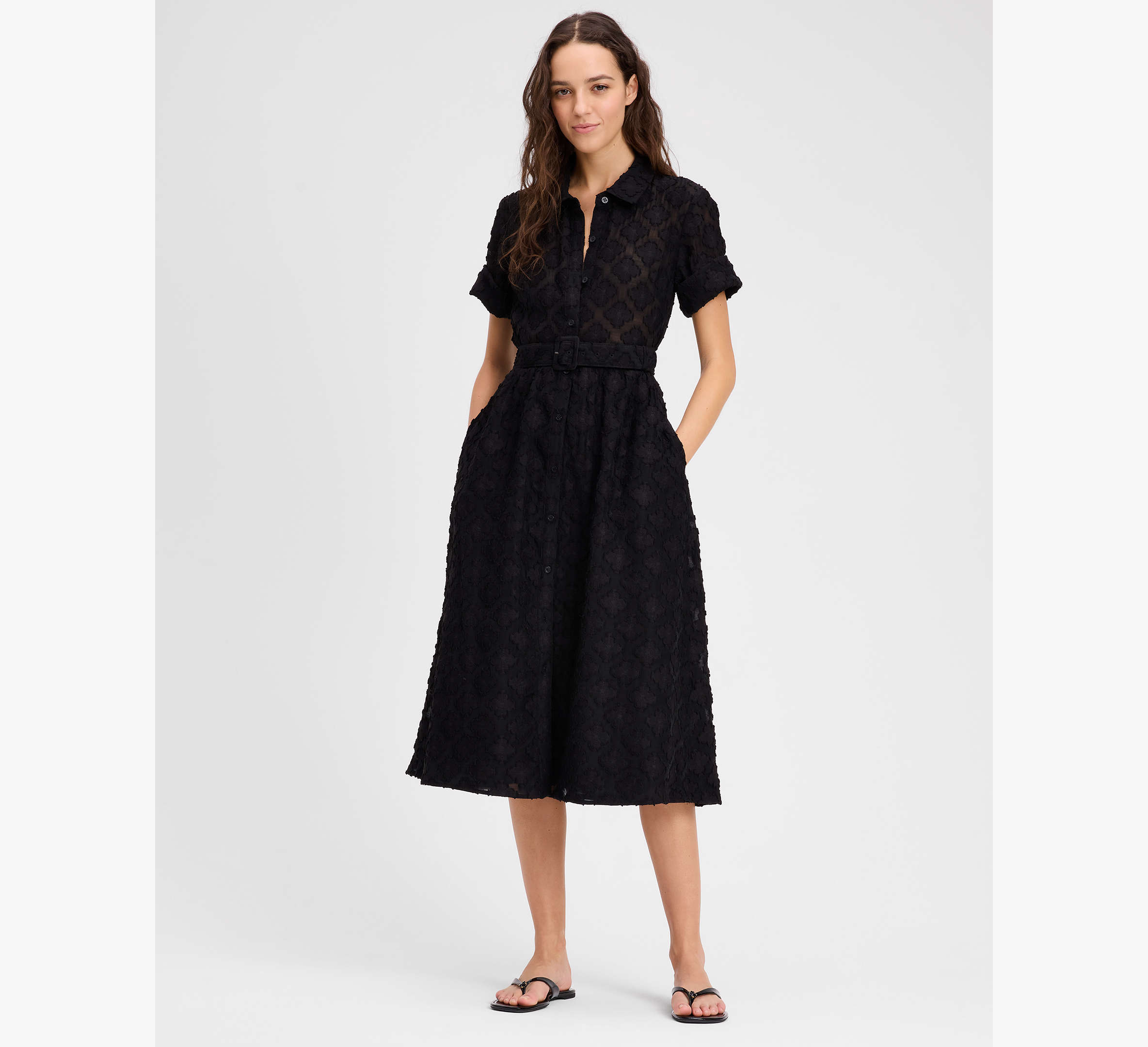 Belted Midi Shirt Dress