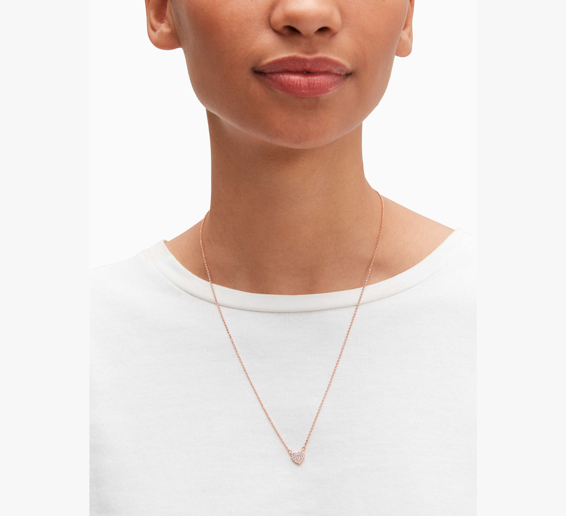 Yours Truly Pave Heart Mini Pendant Necklace