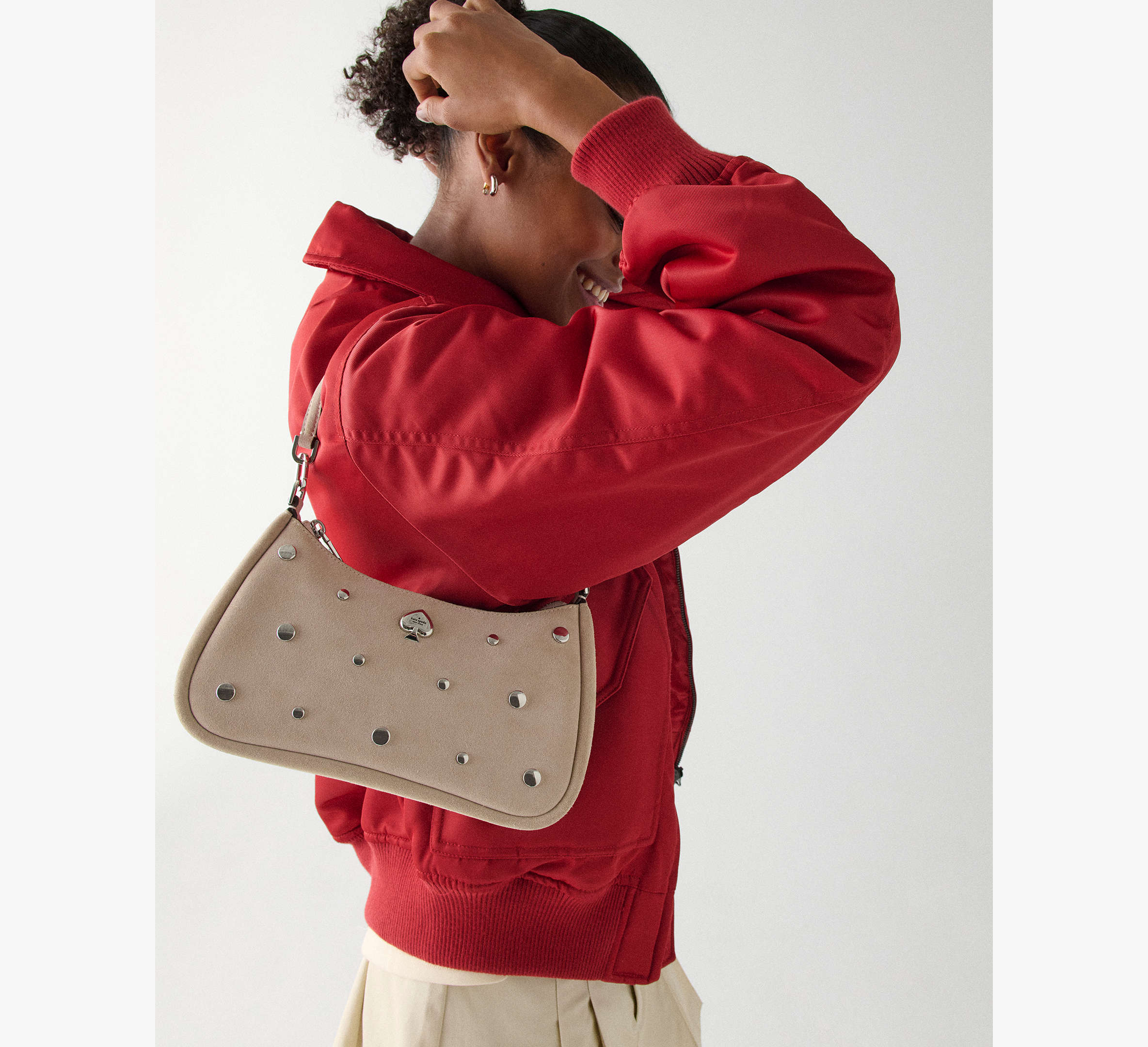 Kayla Suede Studs Small Convertible Shoulder Bag