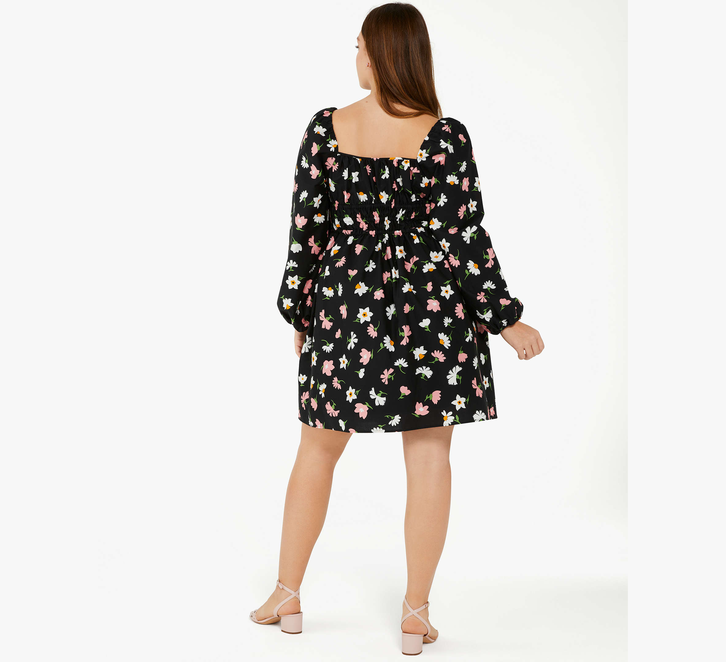 Floral Waltz Square-neck Dress