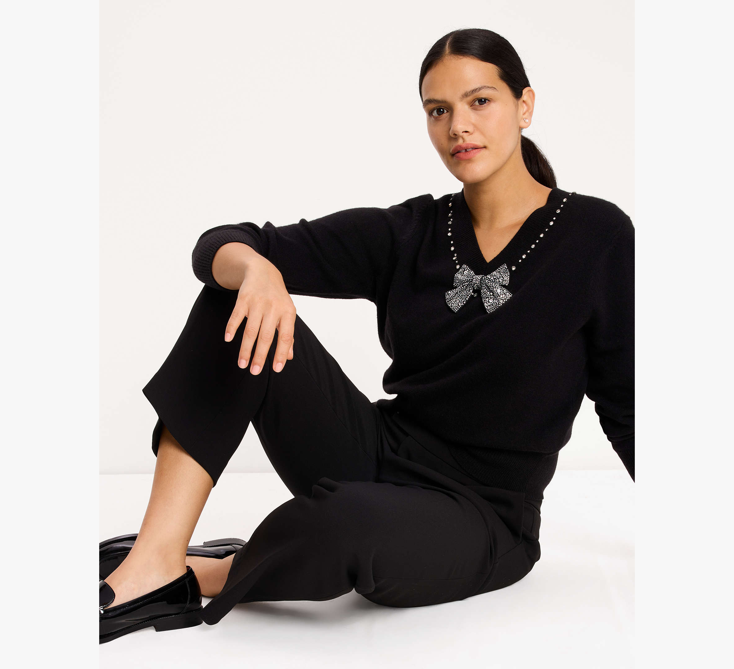 Embellished V-neck Sweater