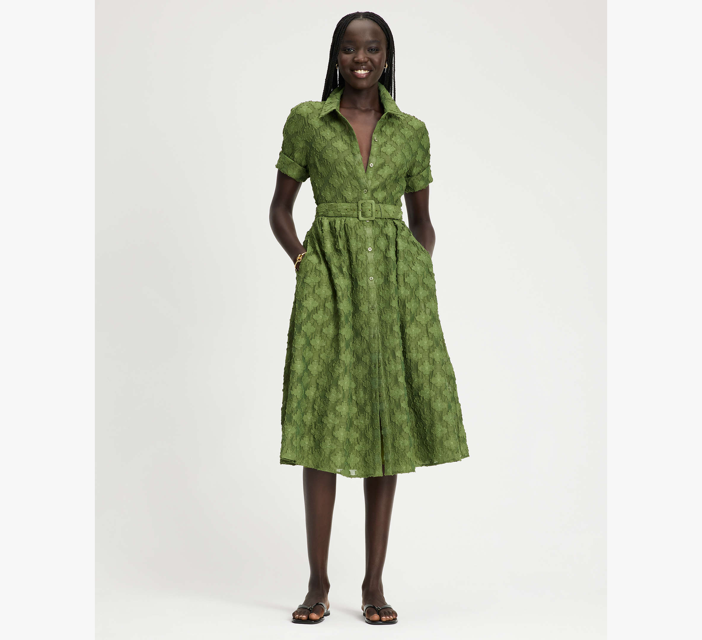 Belted Midi Shirt Dress