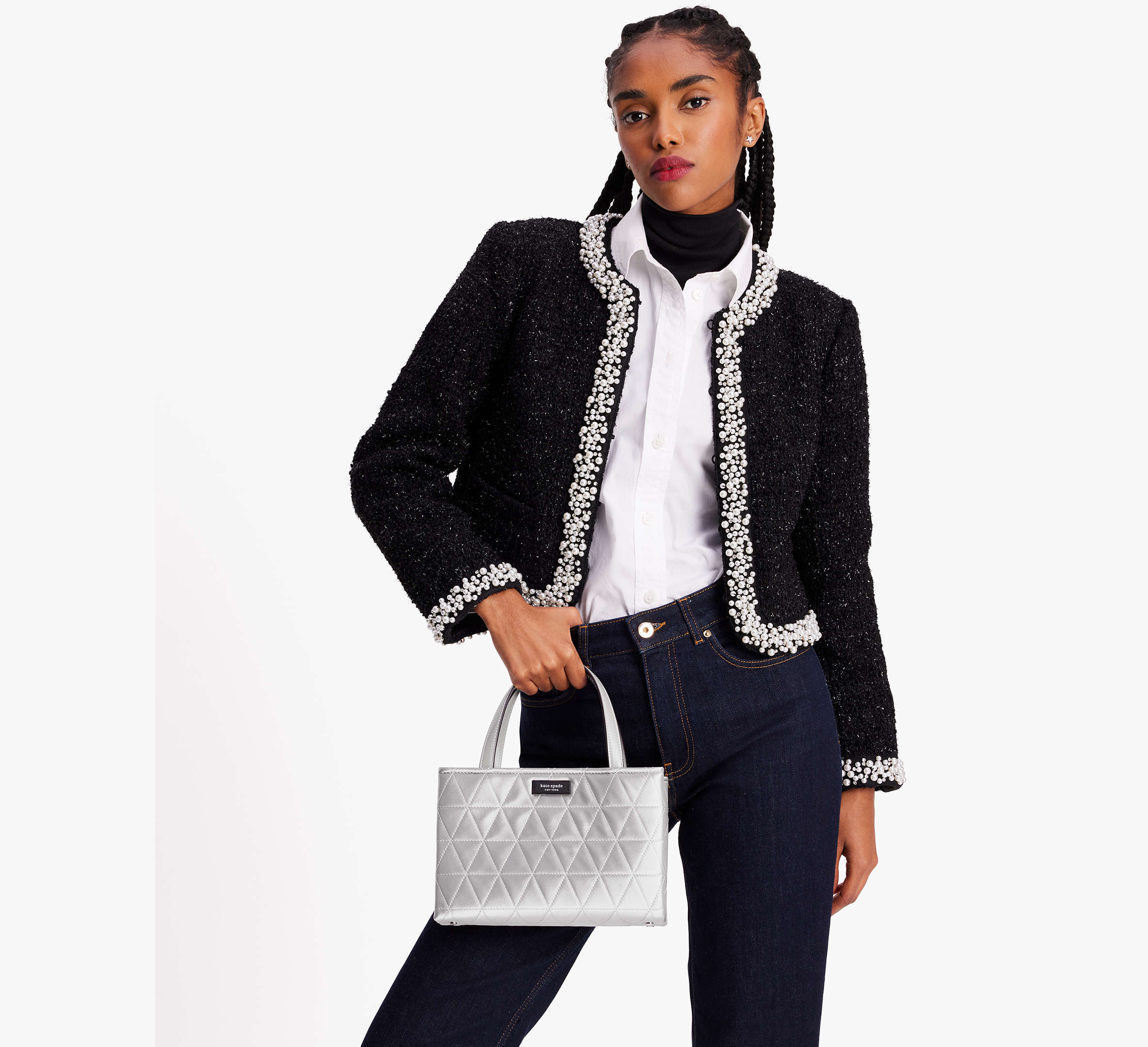 Sam Icon Quilted Satin Small Tote