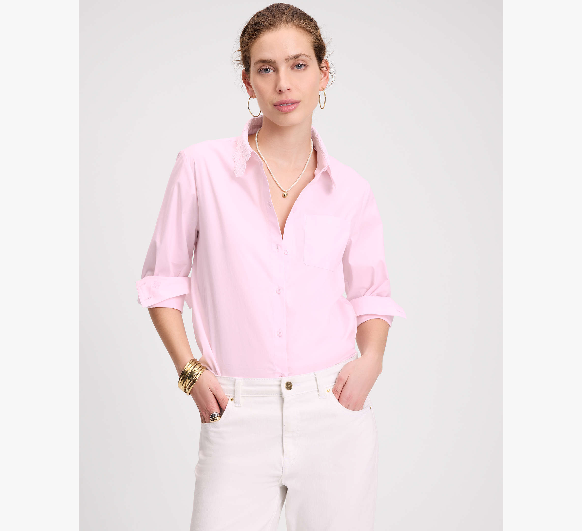 Daisy Lace Collar Button Up Shirt