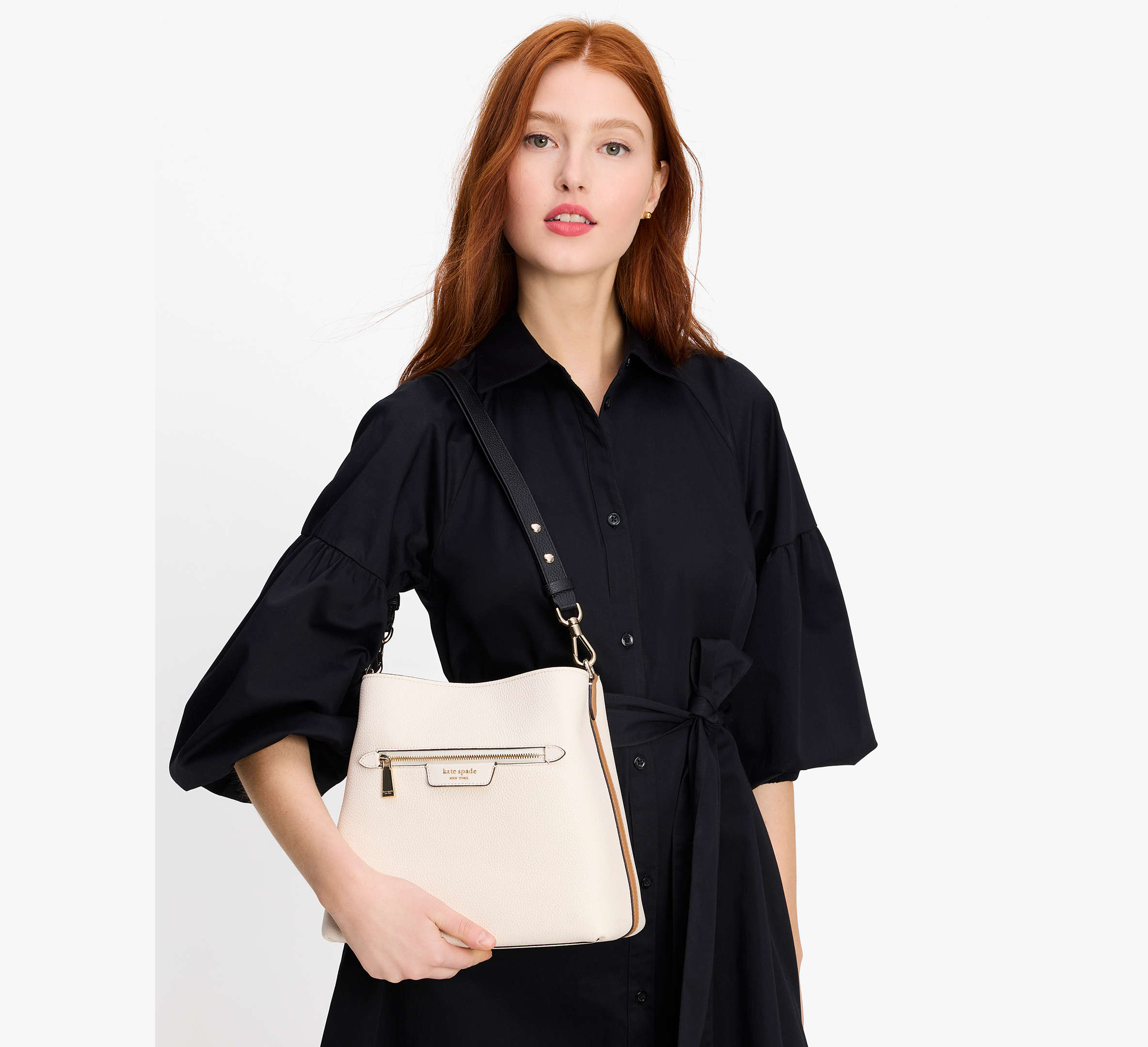 Hudson Colorblocked Pebbled Leather Shoulder Bag