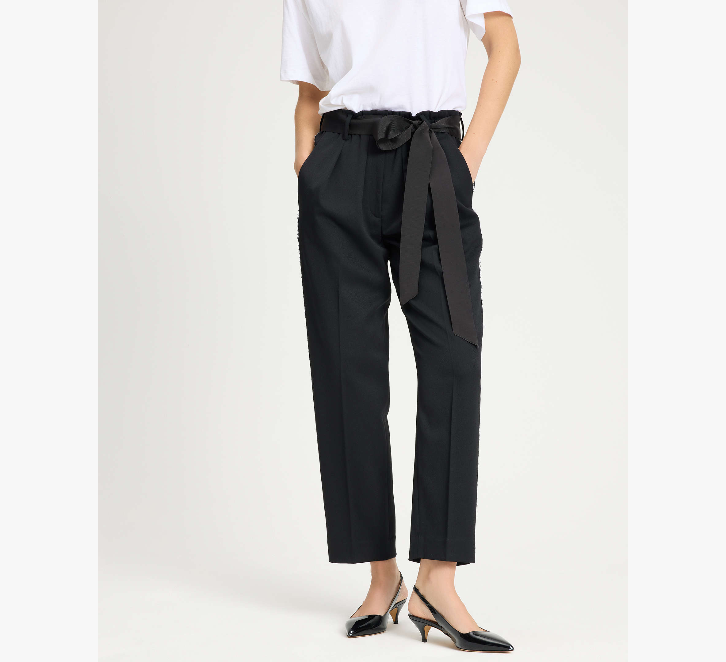 Embellished Wool Pants