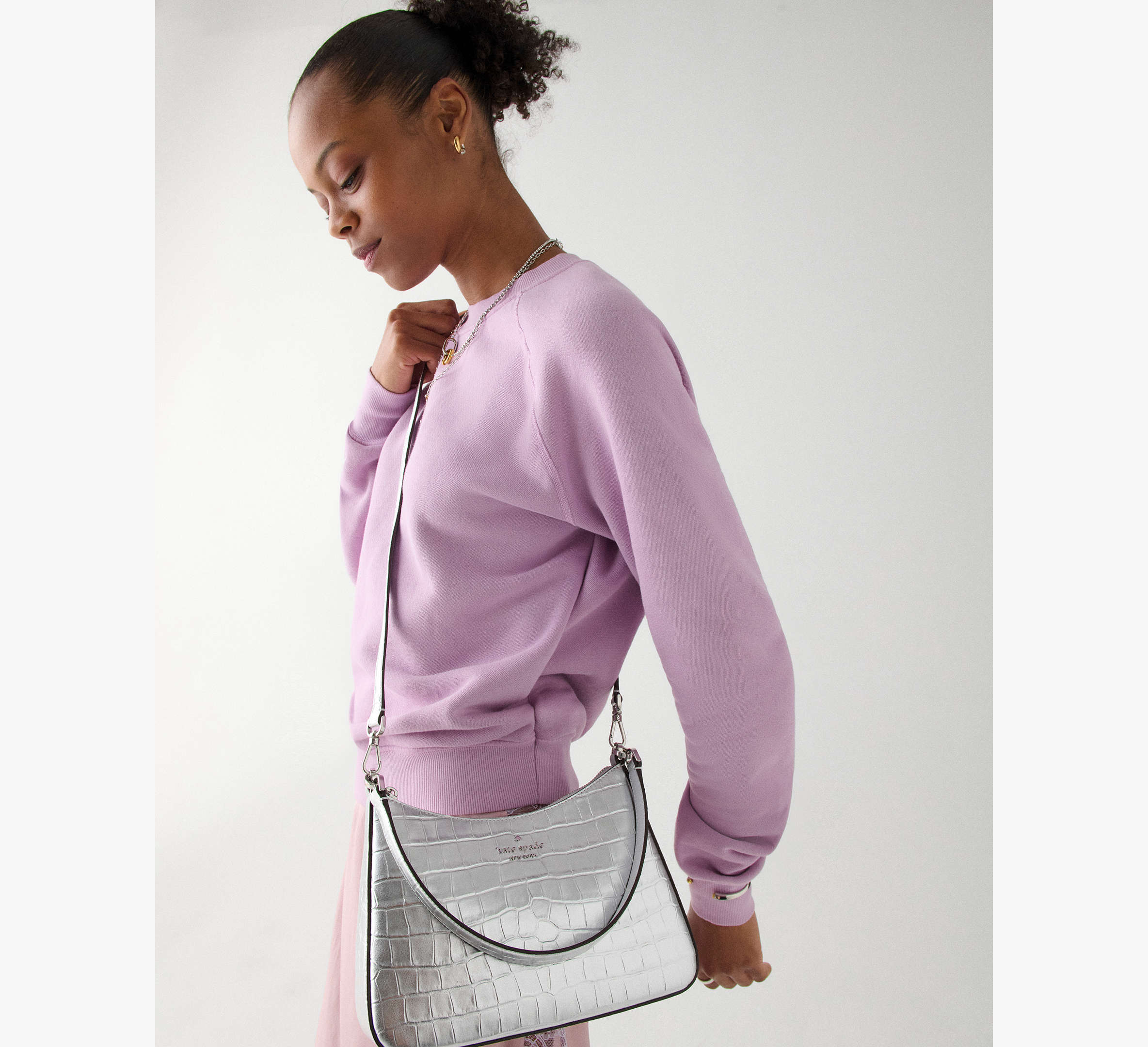 Margot Metallic Croc Embossed Convertible Shoulder Bag