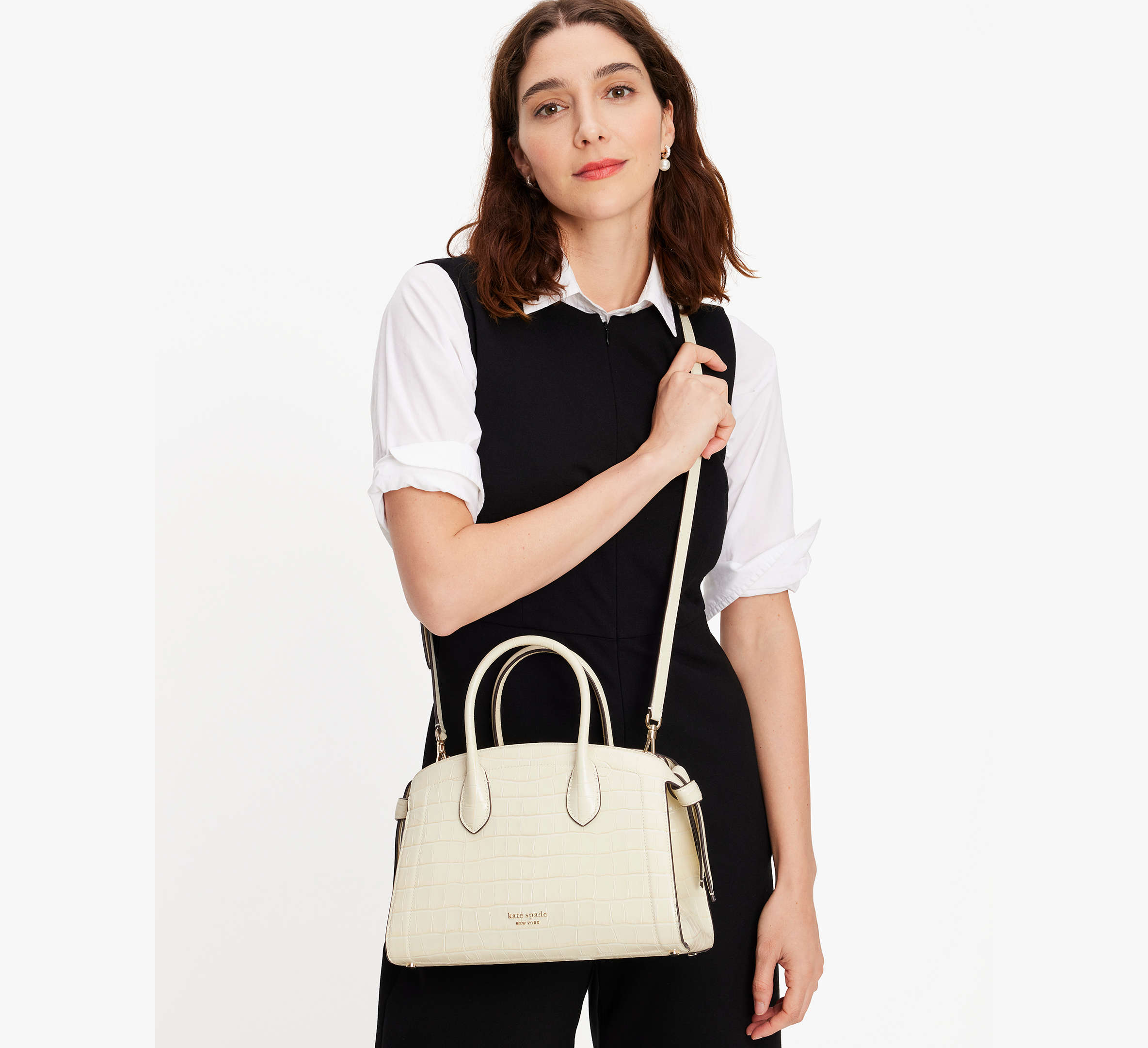 Knott Croc-embossed Medium Zip-top Satchel