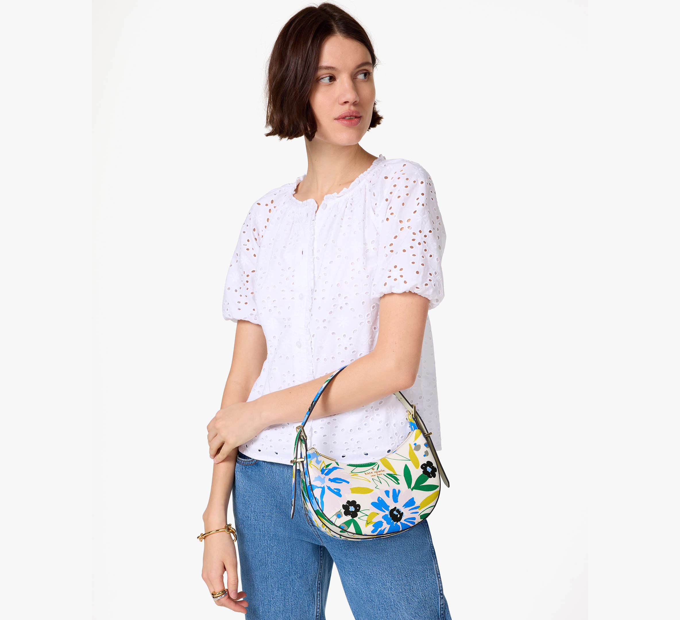 Madison Floral Crescent Shoulder Bag