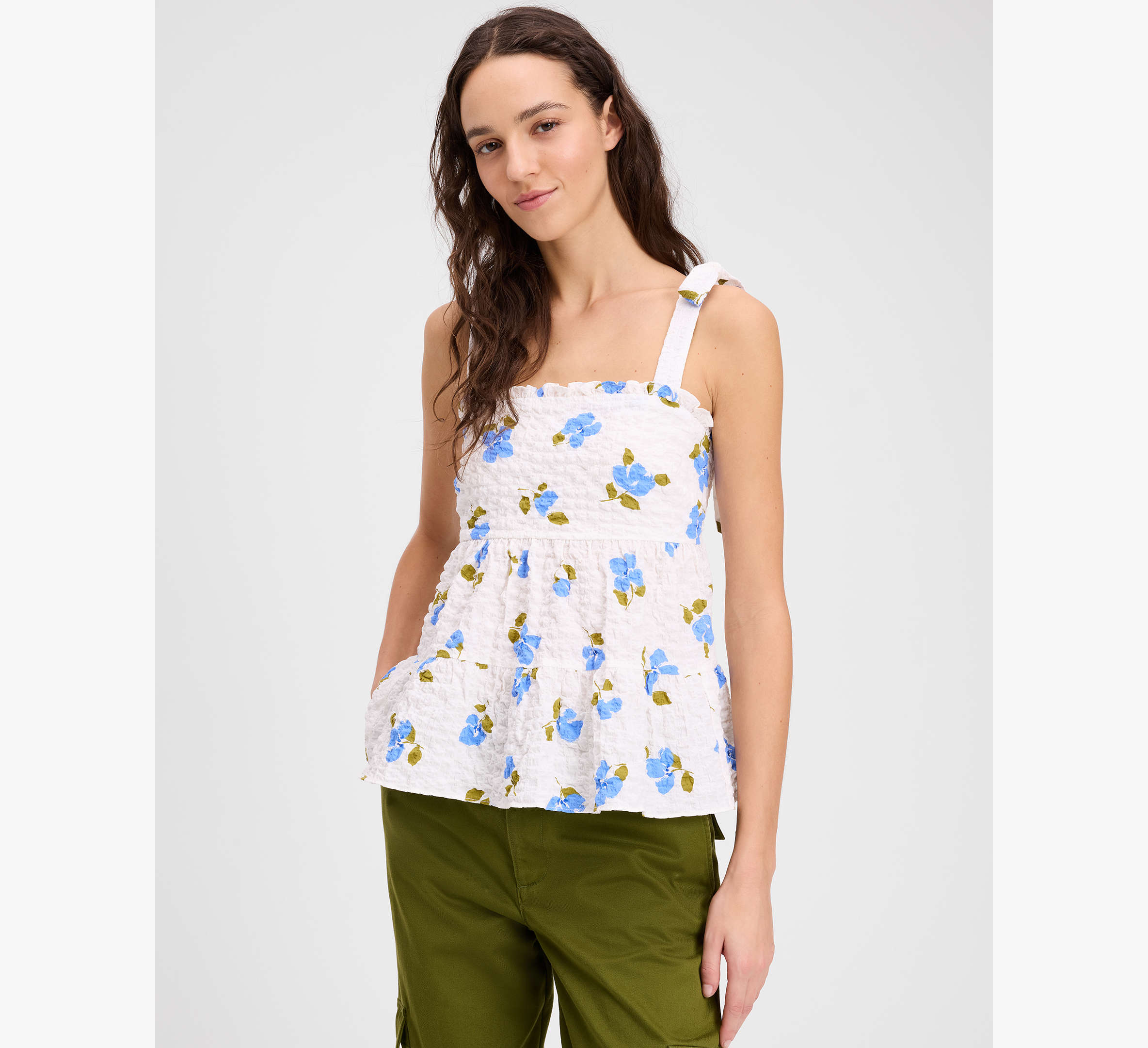 Painterly Bouquet Tiered Top