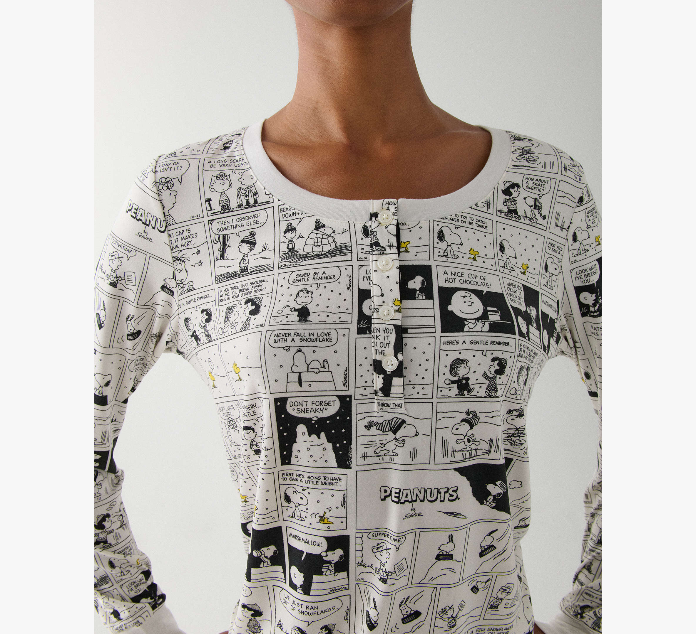 Peanuts Print Henley Set