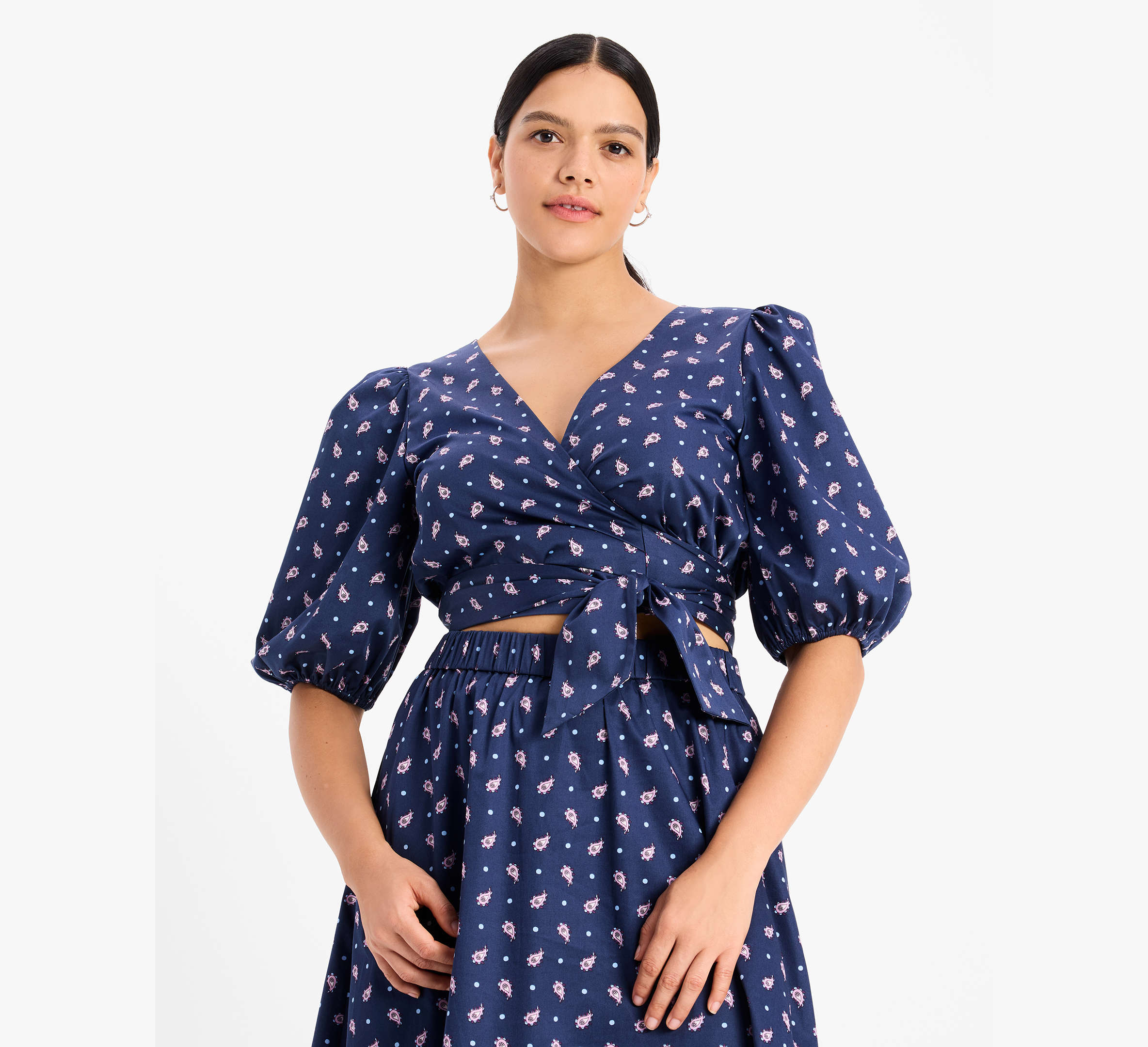 Paisley Foulard Wrap Top