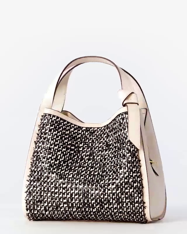 Knott Raffia Tweed Medium Crossbody Tote