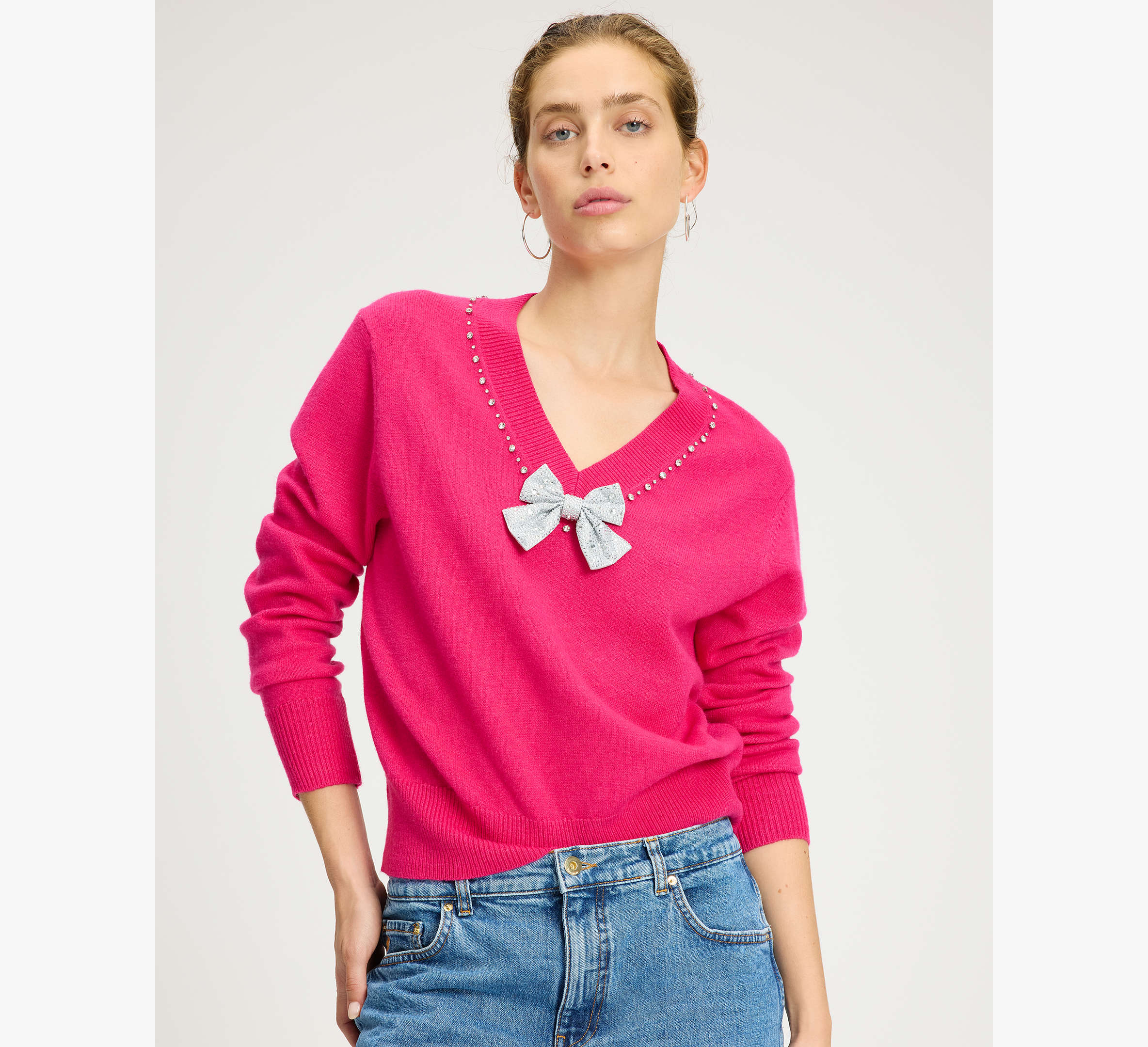 Embellished V-neck Sweater