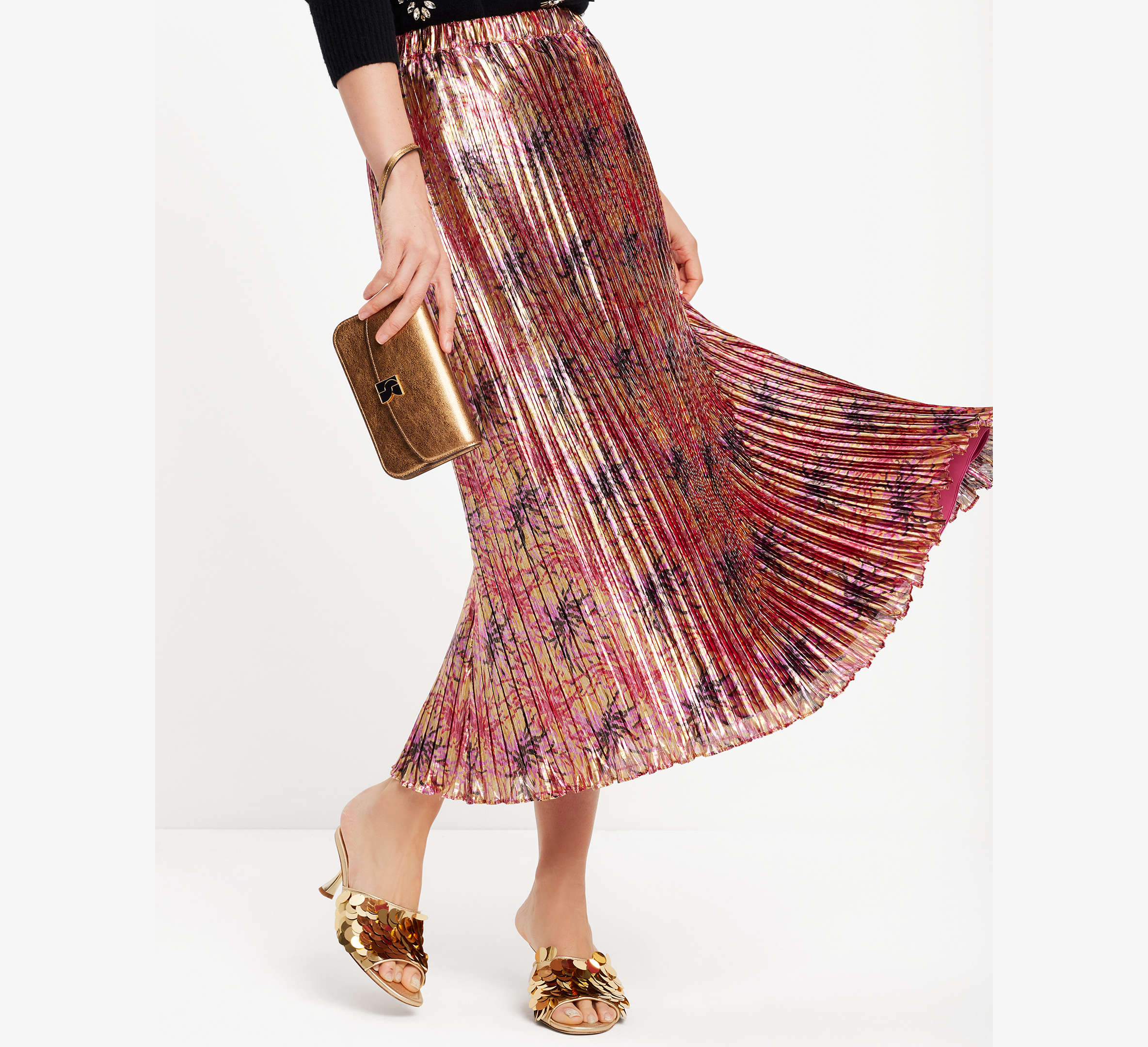 Winter Chrysanthemum Pleated Skirt
