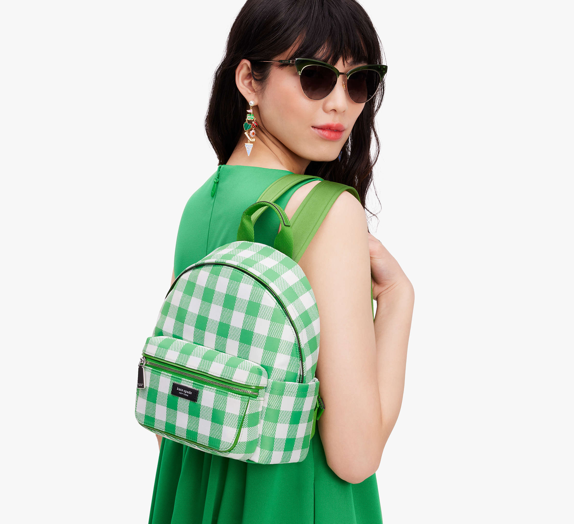 Sam Icon Gingham Printed Fabric Small Backpack