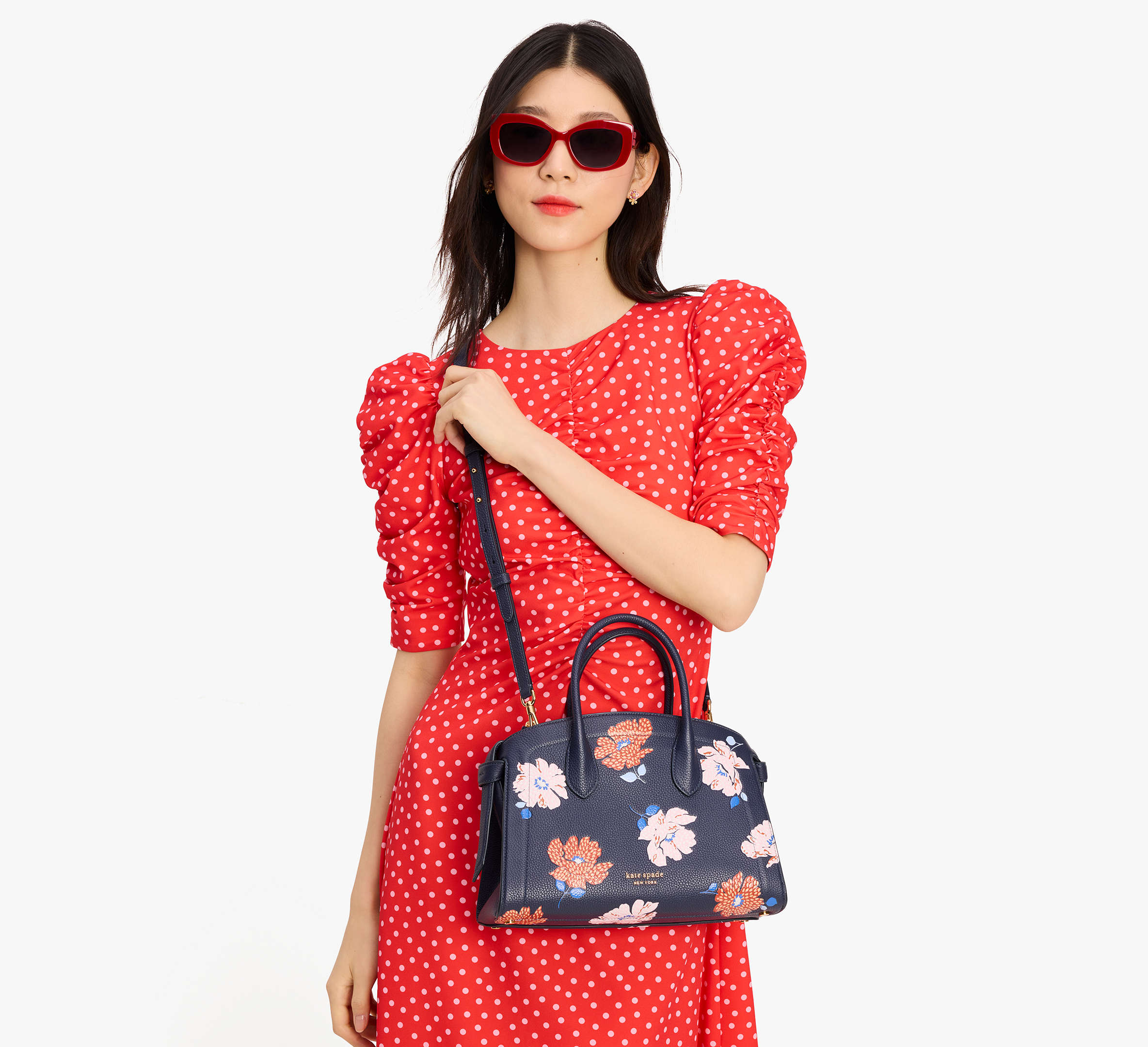 Knott Dotty Floral Embossed Medium Zip-top Satchel