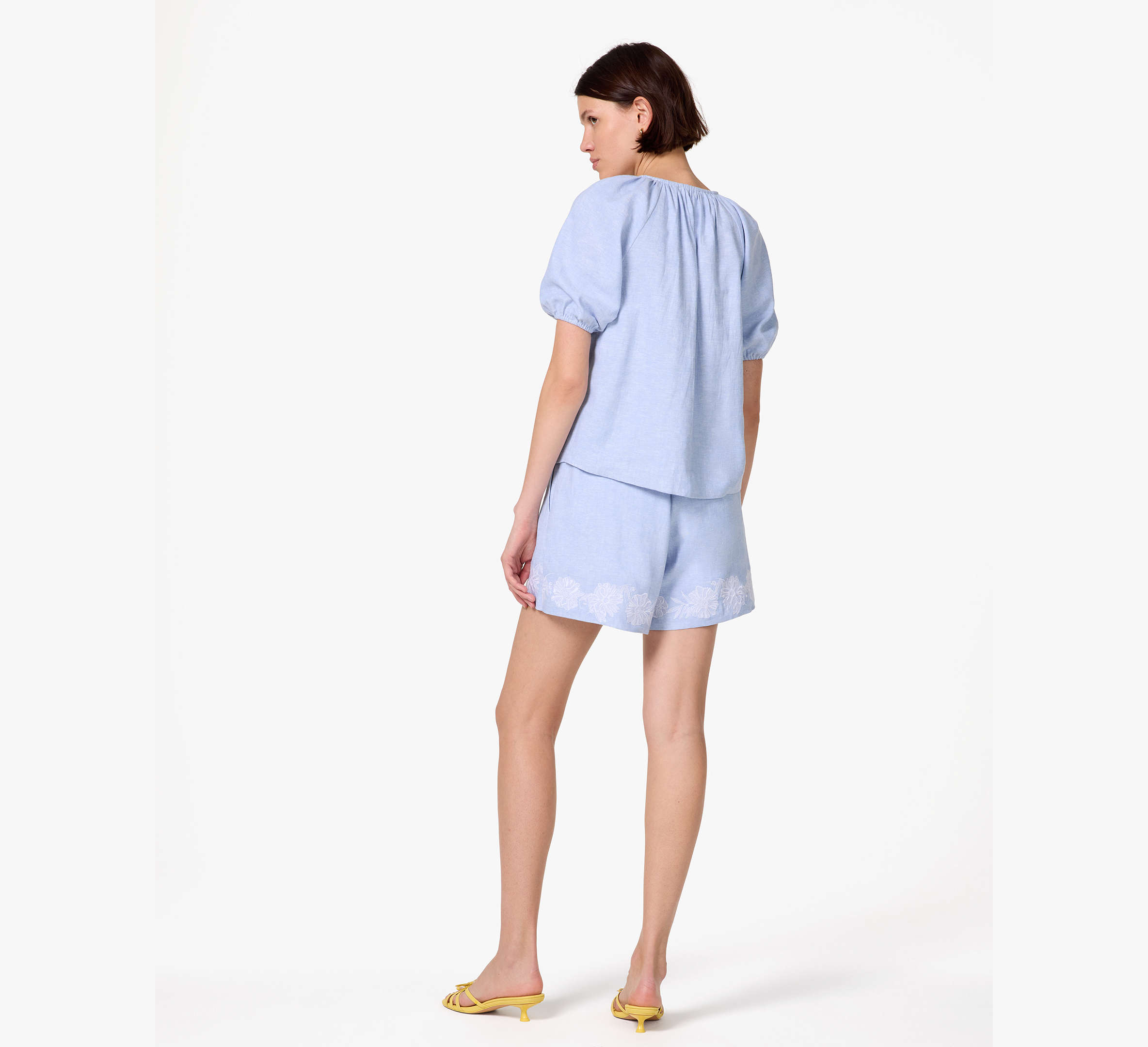 Chambray Embroidered Blouse