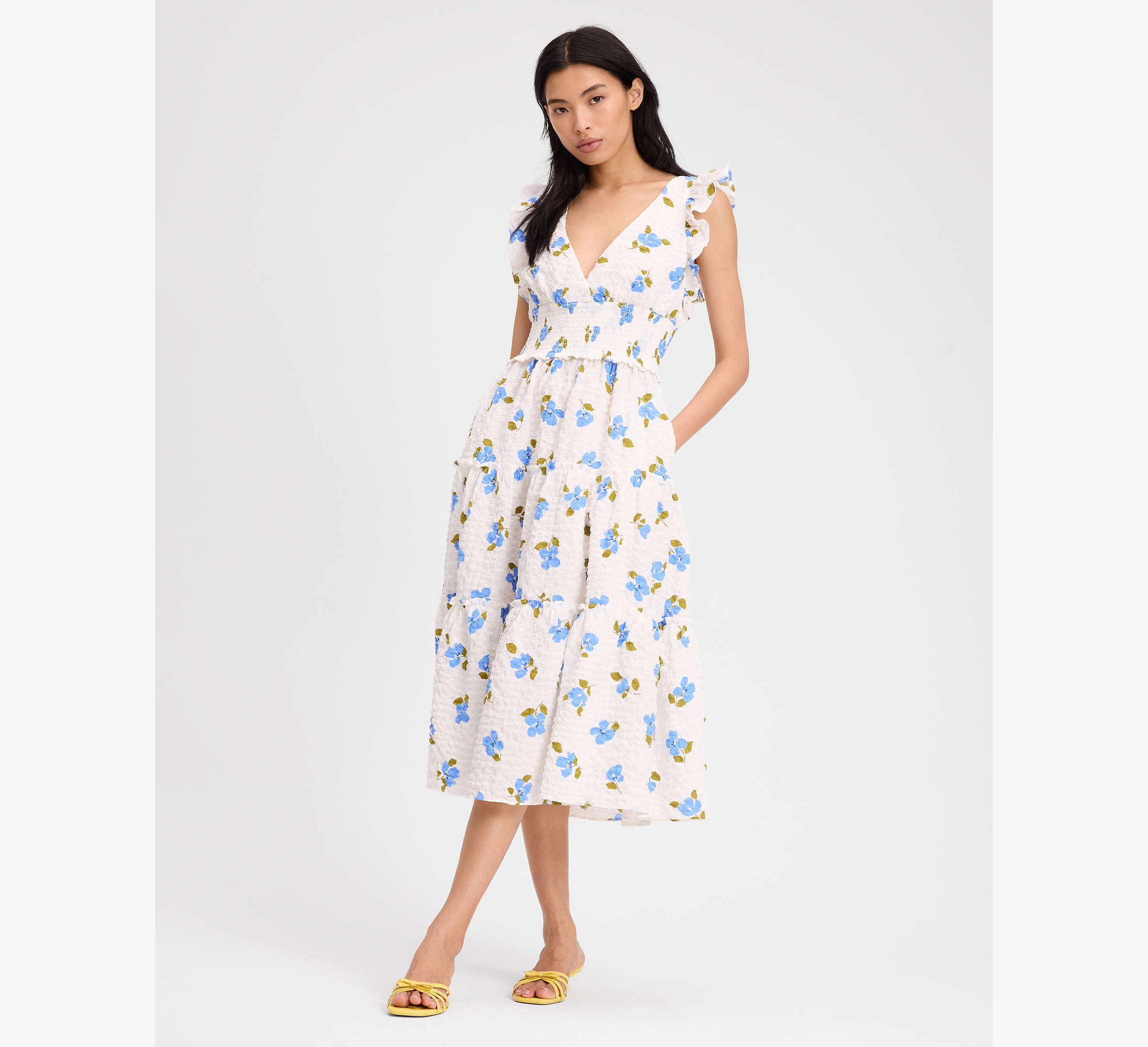 Painterly Bouquet Tiered Midi Dress