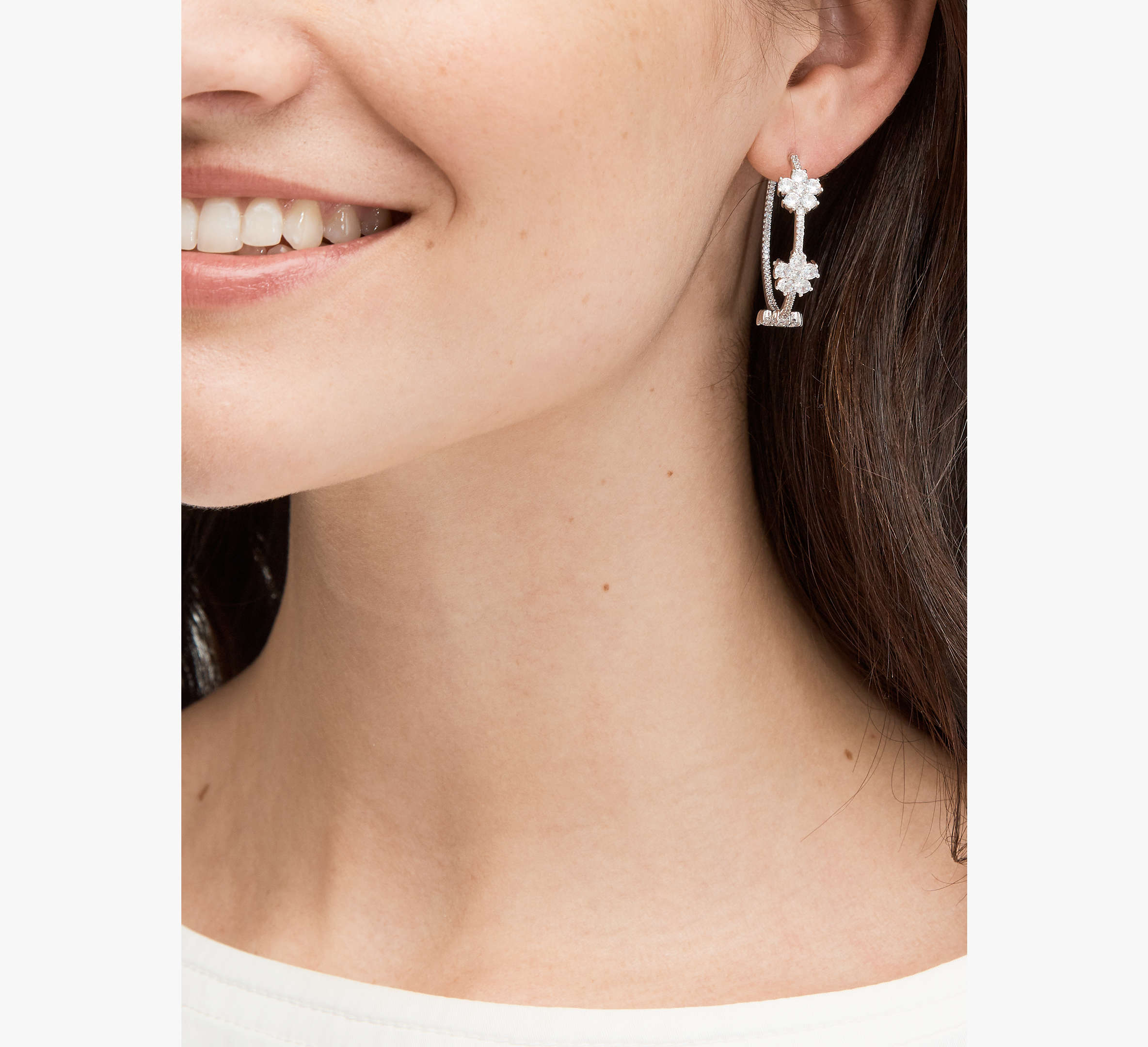 Gleaming Gardenia Flower Hoops