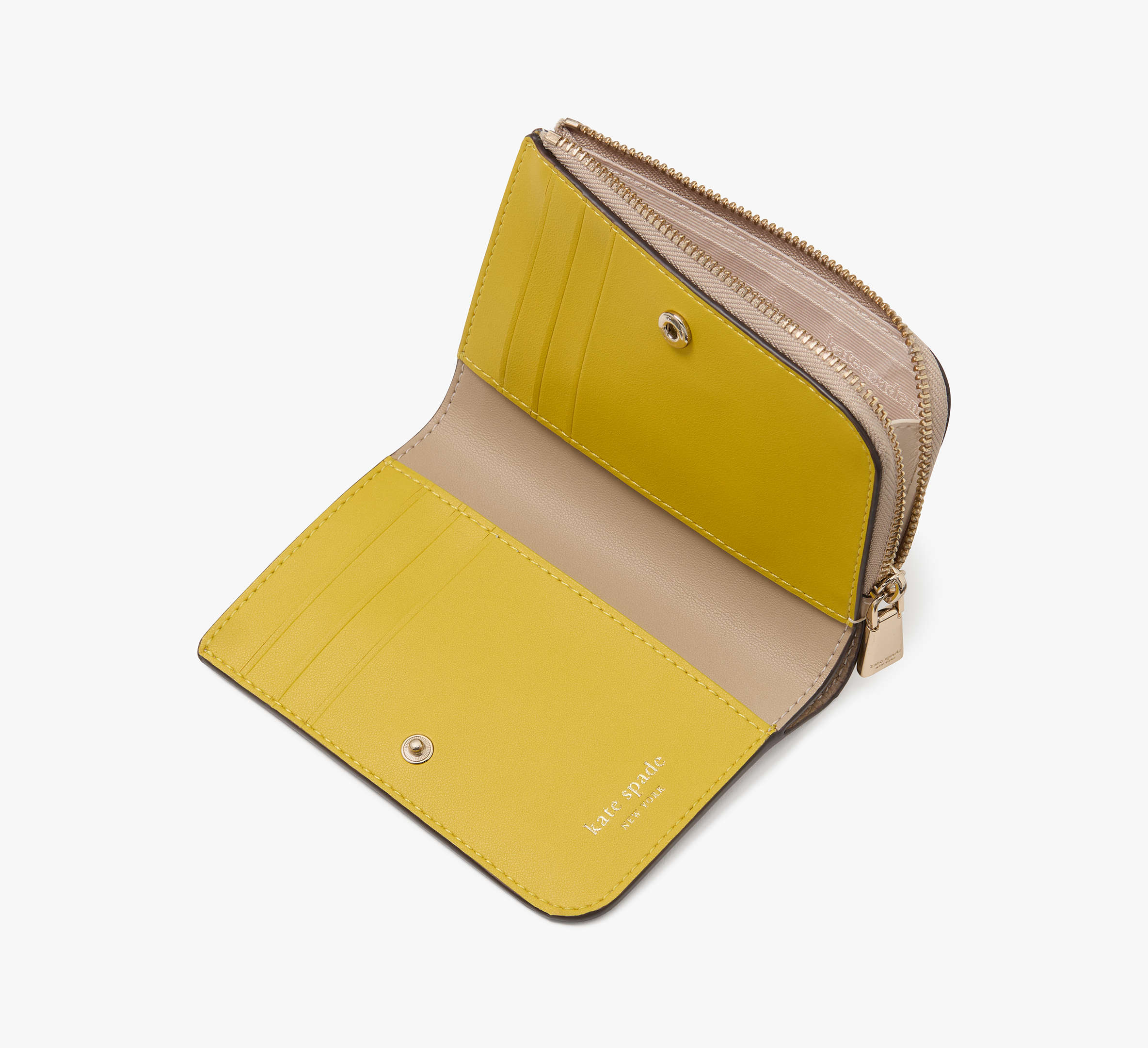 Ava Colorblocked Pebbled Leather Zip Bifold Wallet