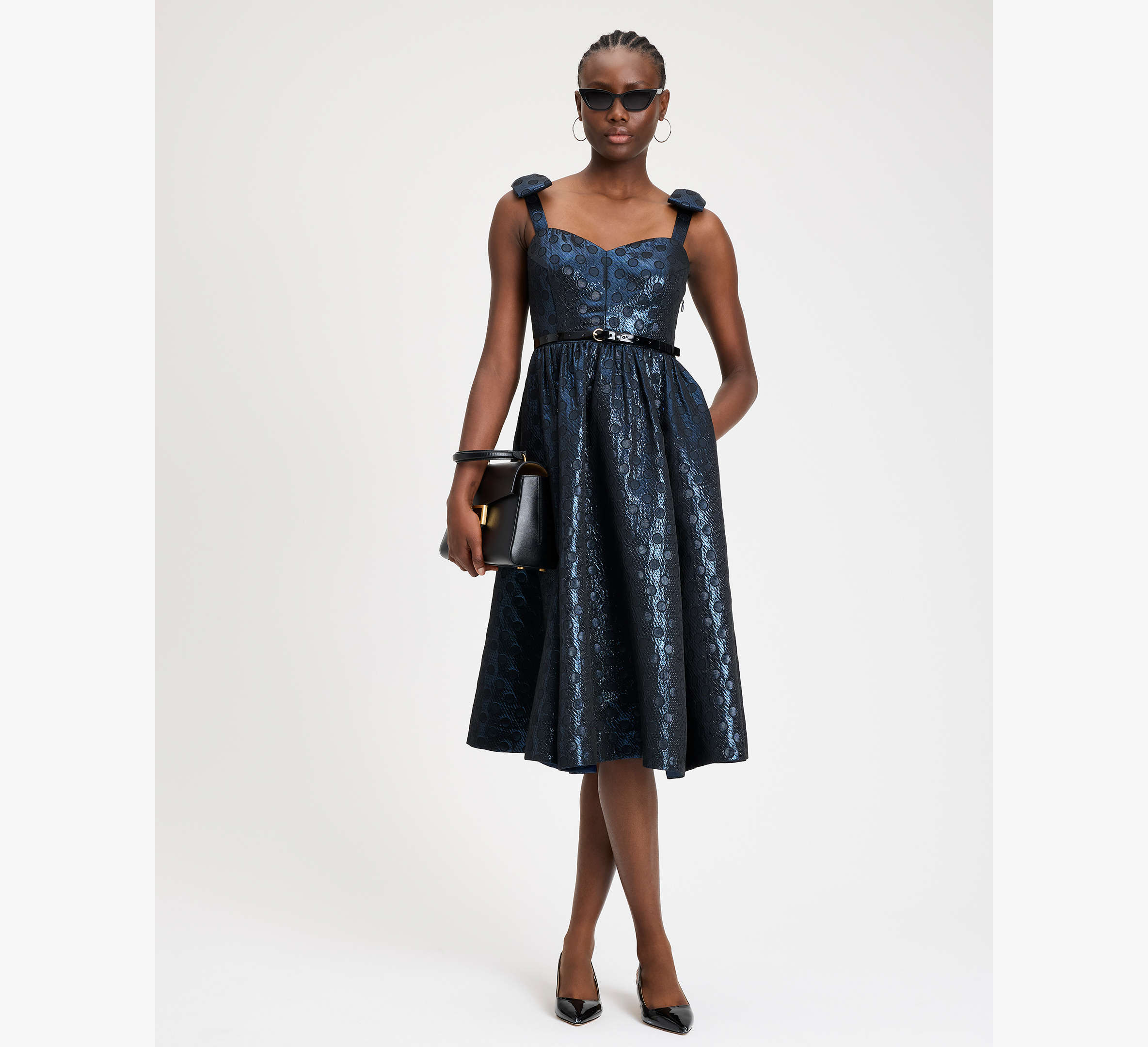 Breezy Dot Shimmer Brocade Dress