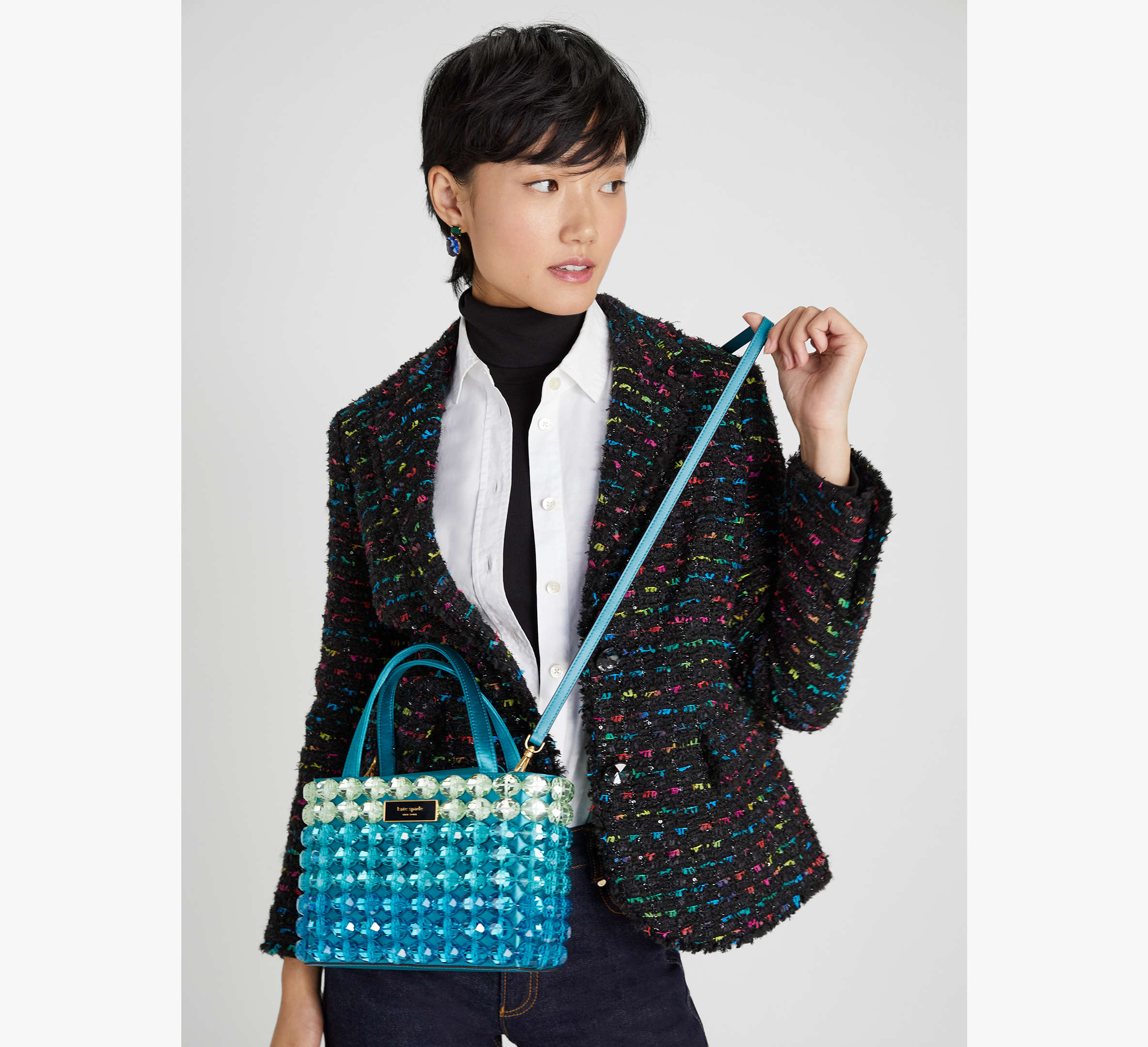 Sam Icon Candy Beaded Satin Small Tote