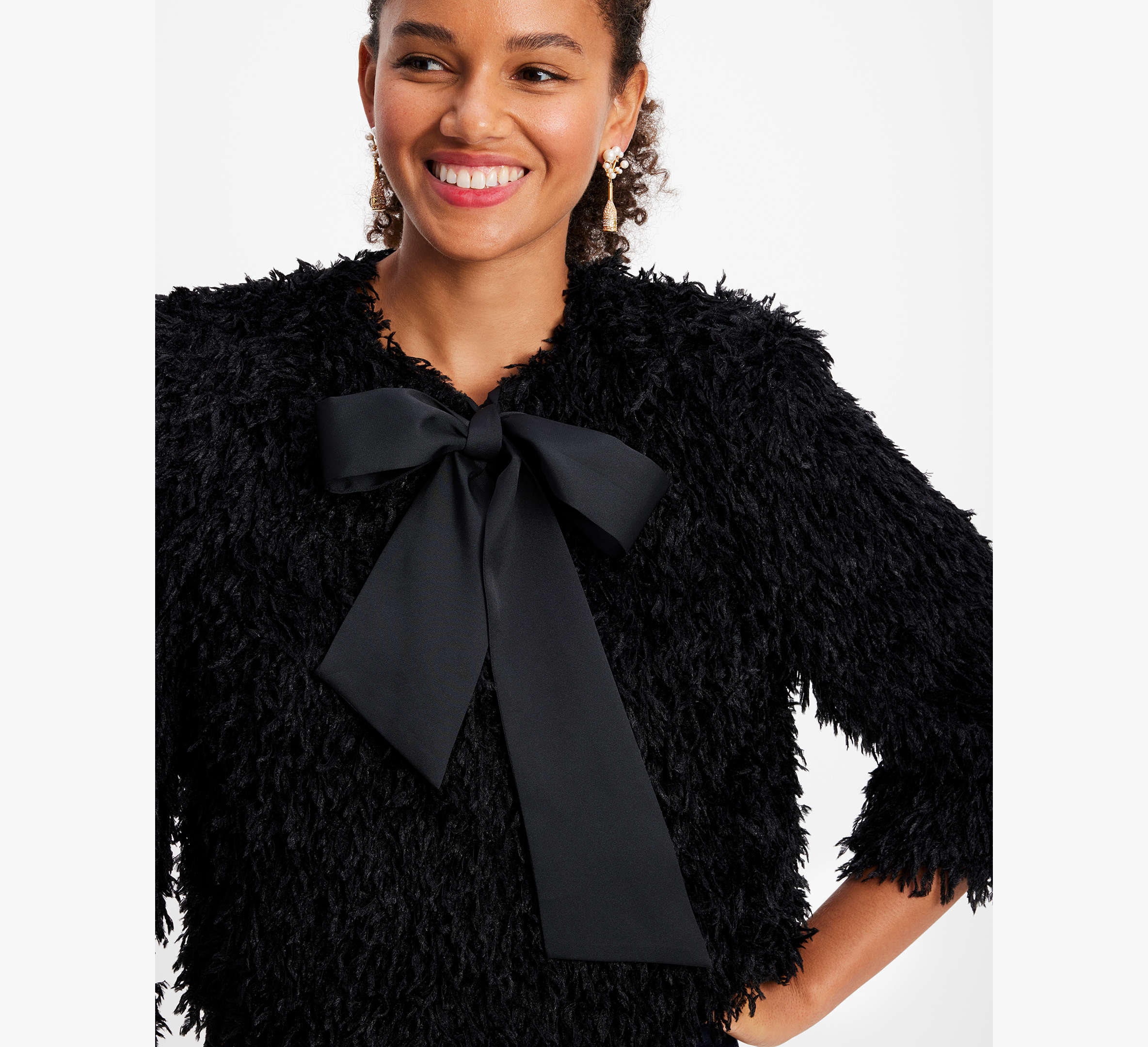 Faux Feather Bow Jacket