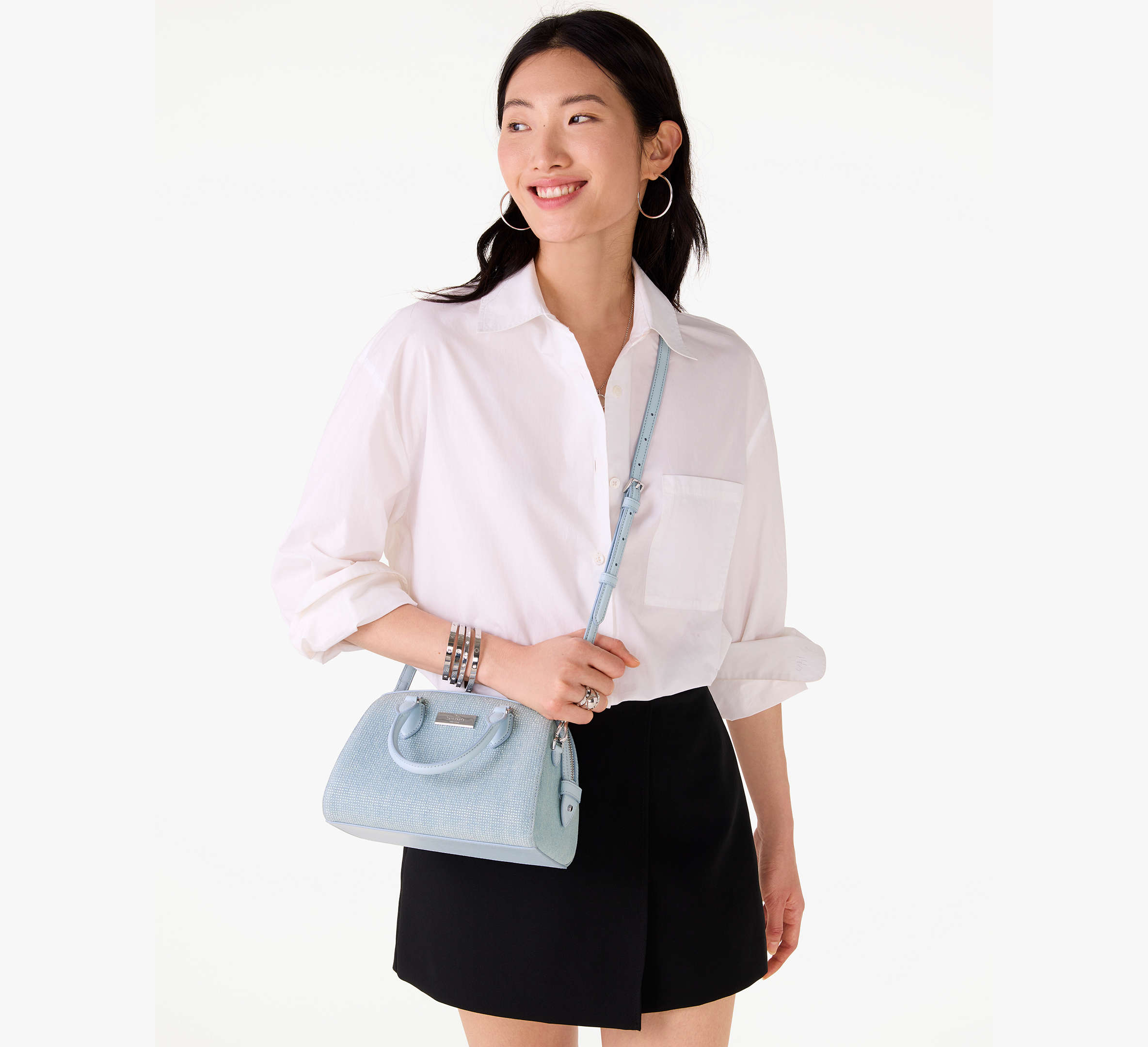 Madison Studded Denim Small Dolly Duffle