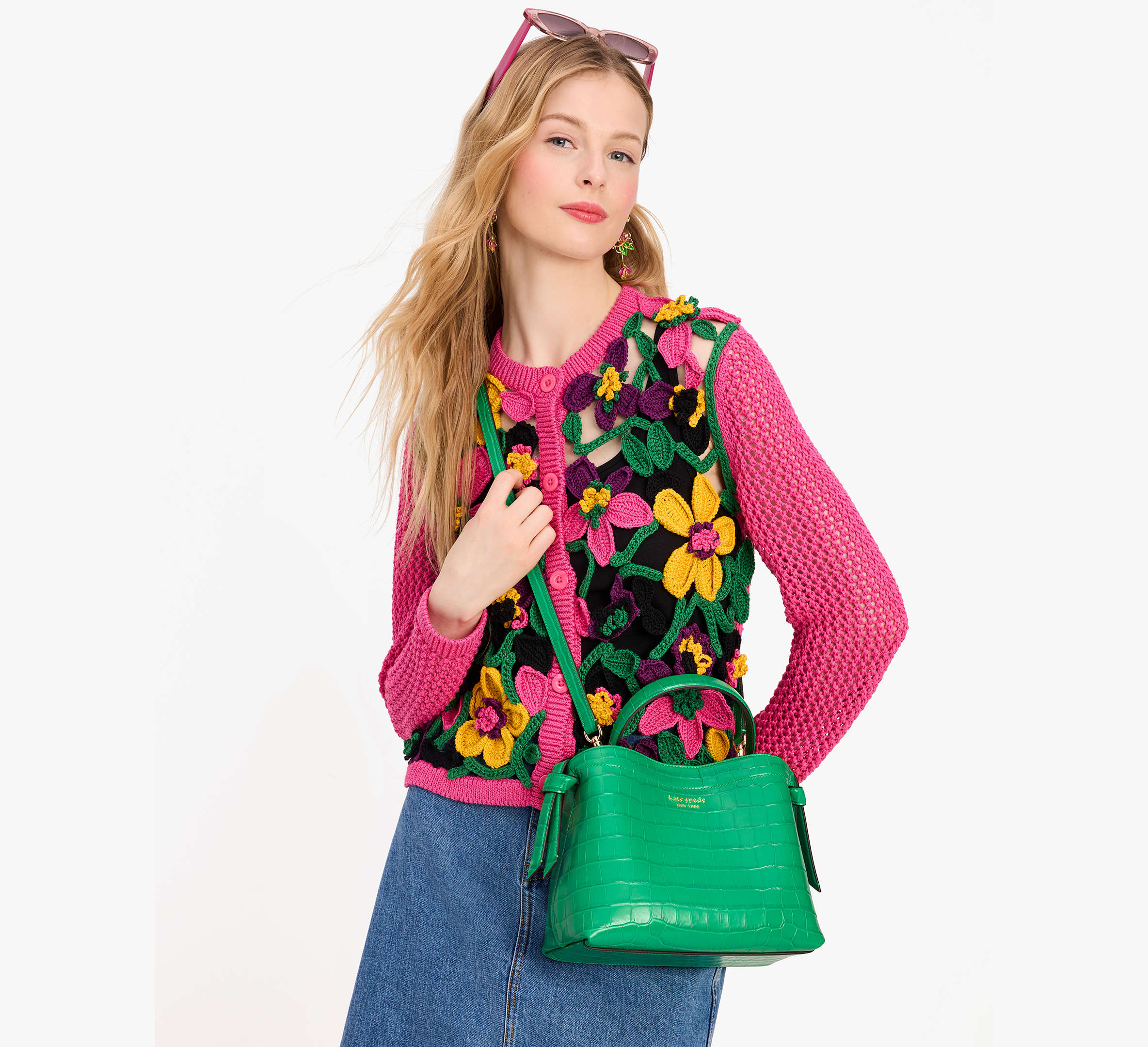 Knott Croc-embossed Medium Top-handle Bag