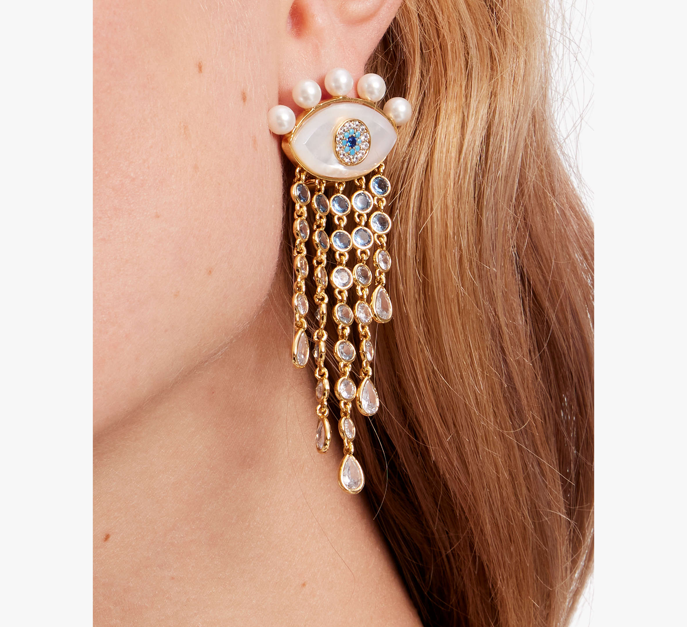 Evil Eye Statement Fringe Earrings