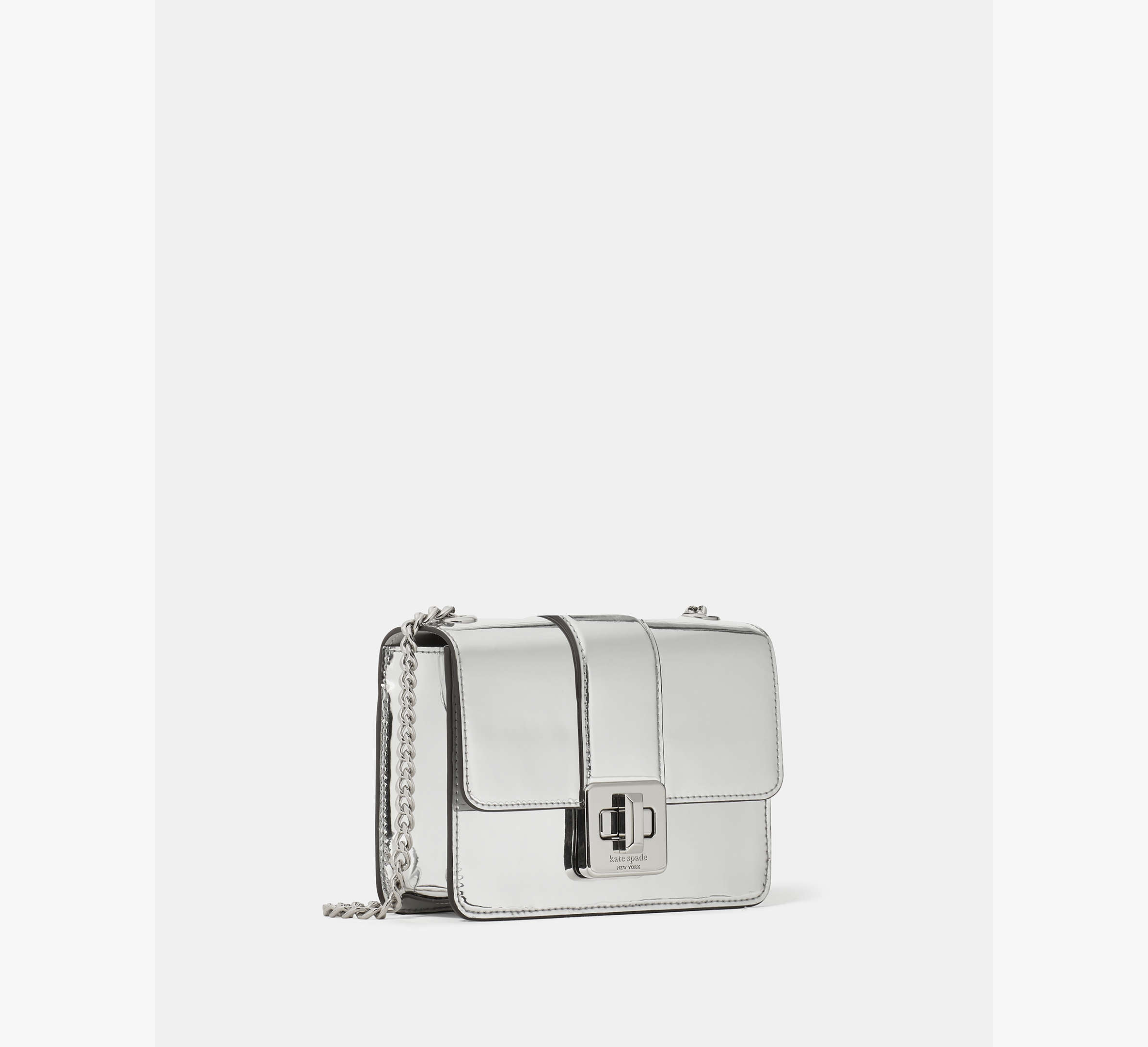 Phoebe Mirror Metallic Turnlock Mini Flap Crossbody
