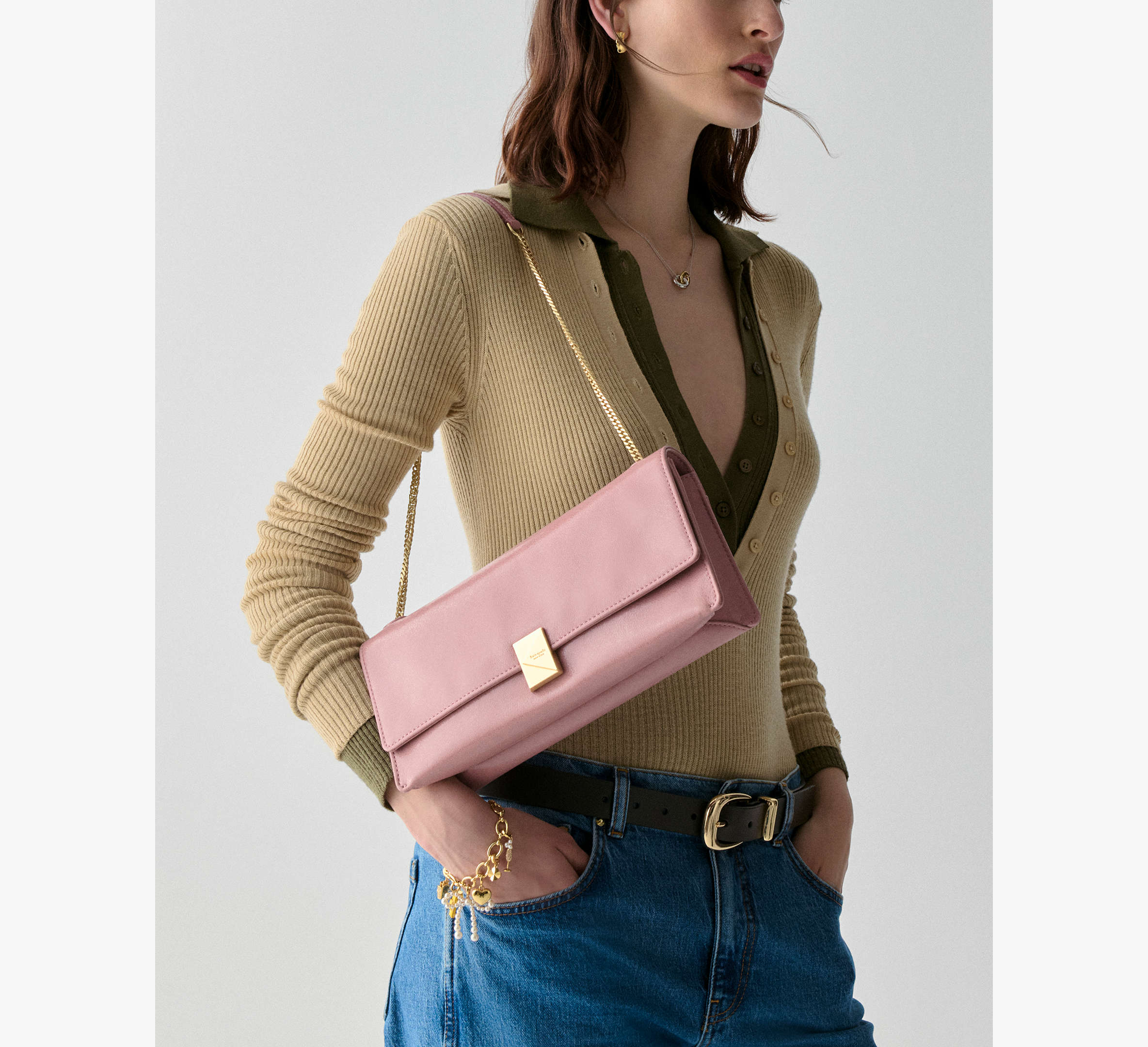 Deco Glazed Leather Soft Shoulder Bag