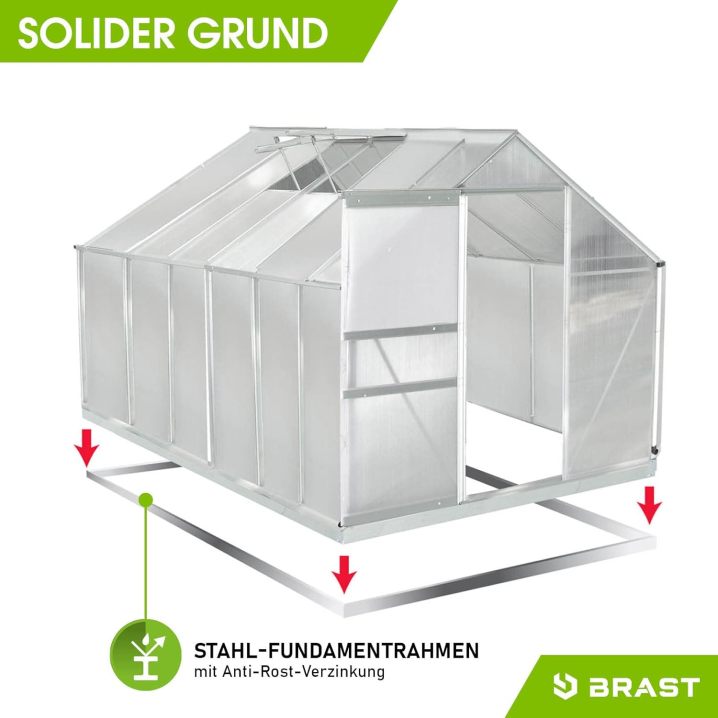 BRAST Aluminium Greenhouse with Base 380 x 190 x 195 cm, TÜV Tested, 6 mm Hollow Chamber Panels, Rustproof/Weatherproof/Temperature-Resistant