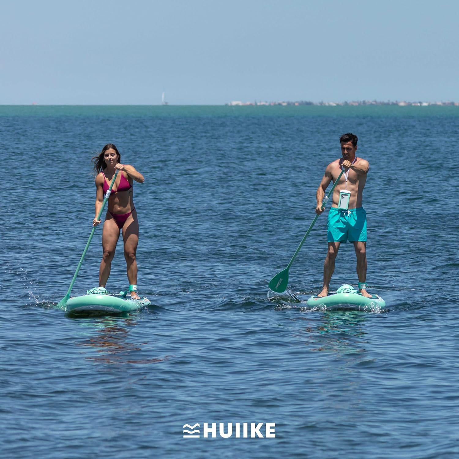 HUIIKE Stand Up Paddling Board mit Zubehör, Paddel, Finnen, Pumpe. Paddle Sup Board Aufblasbar Hohe Stabilität und Widerstandsfähigkeit. 305 × 84 × 15 cm, Belastbar bis 130 kg