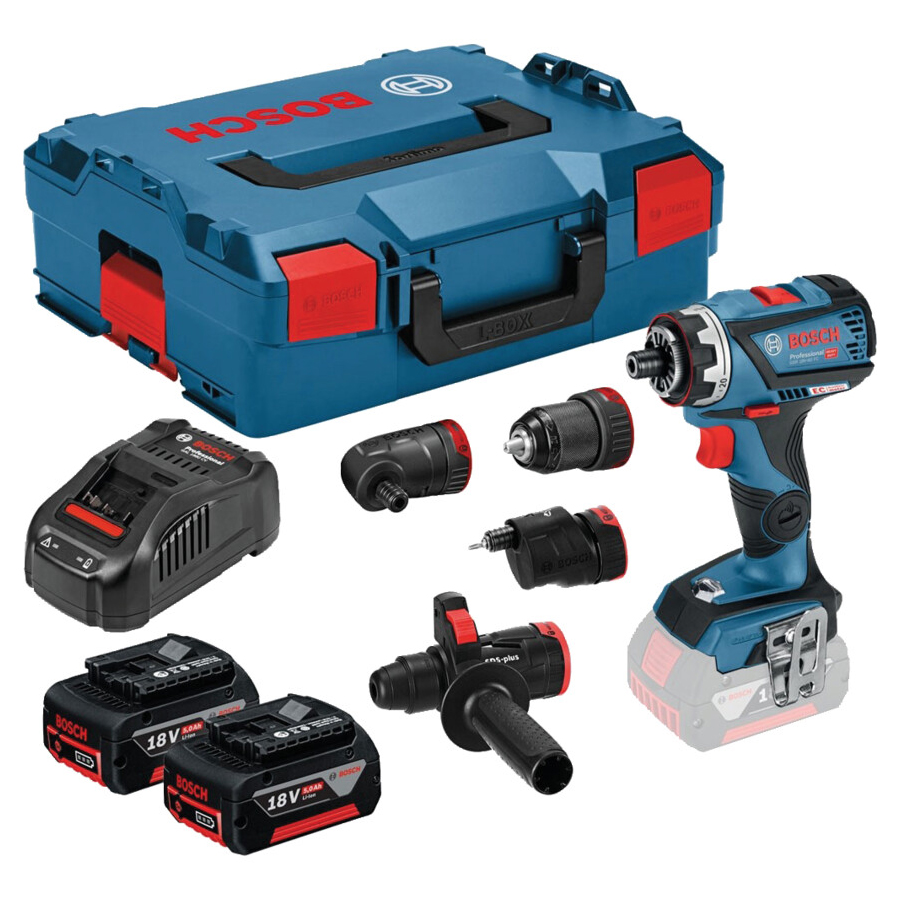 Bosch GSR 18 V-60 FCC FlexiClick Drill Driver & 2x5Ah Batteries, Chucks & Kit
