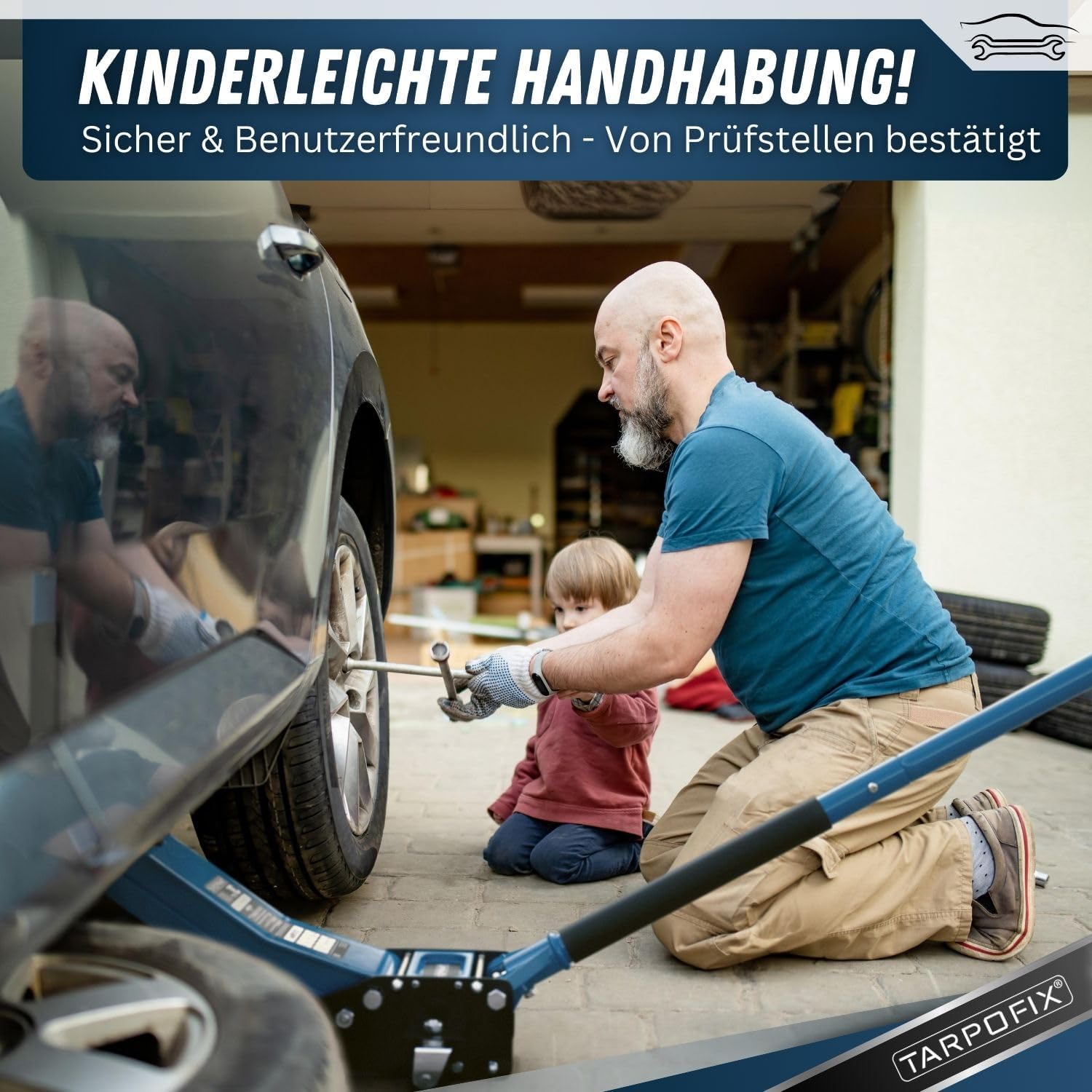 Tarpofix® 3t Flat Hydraulic Jack | Double Cylinder | Fits SUVs & Lowered Cars, 75-505mm Lift