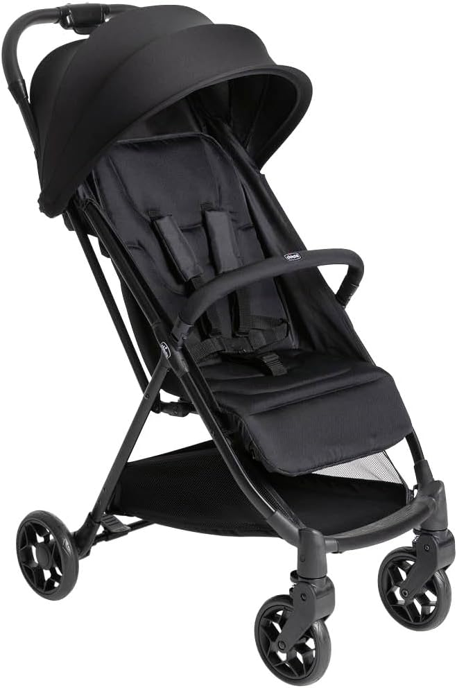 Chicco Poussette Urbino, 0 plus Mois - 22 Kg, Poussette Bebé Légere et Compacte, Confortable, Pliage d'une seule main, Capote Extensible avec Protection Contre la Pluie UV50 Plus, Repose-Jambes, Noir
