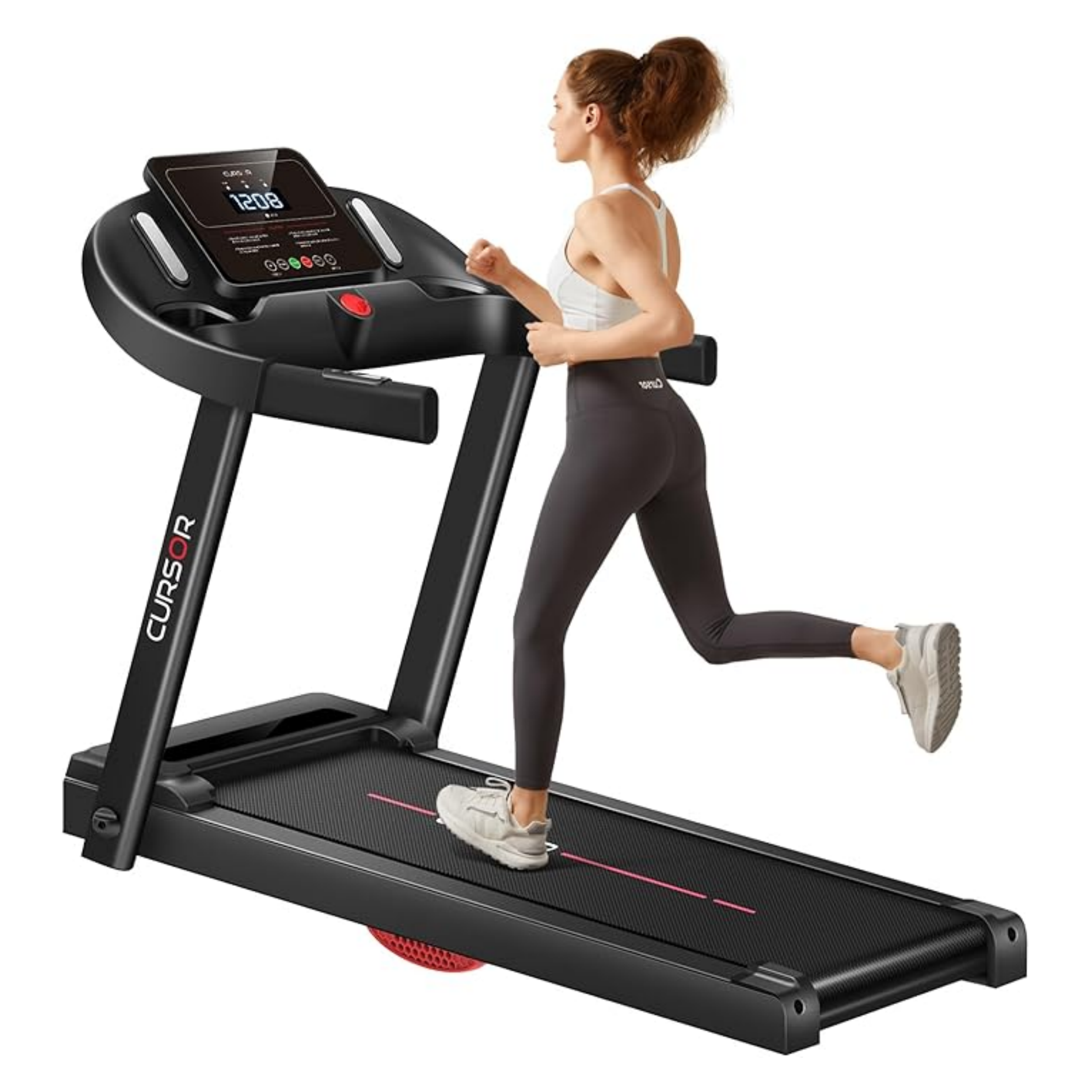 CURSOR FITNESS Home Folding Treadmill with Pulse Sensor, 2.5 HP Quiet Brushless, 7.5 MPH, 265 LBS Capacity