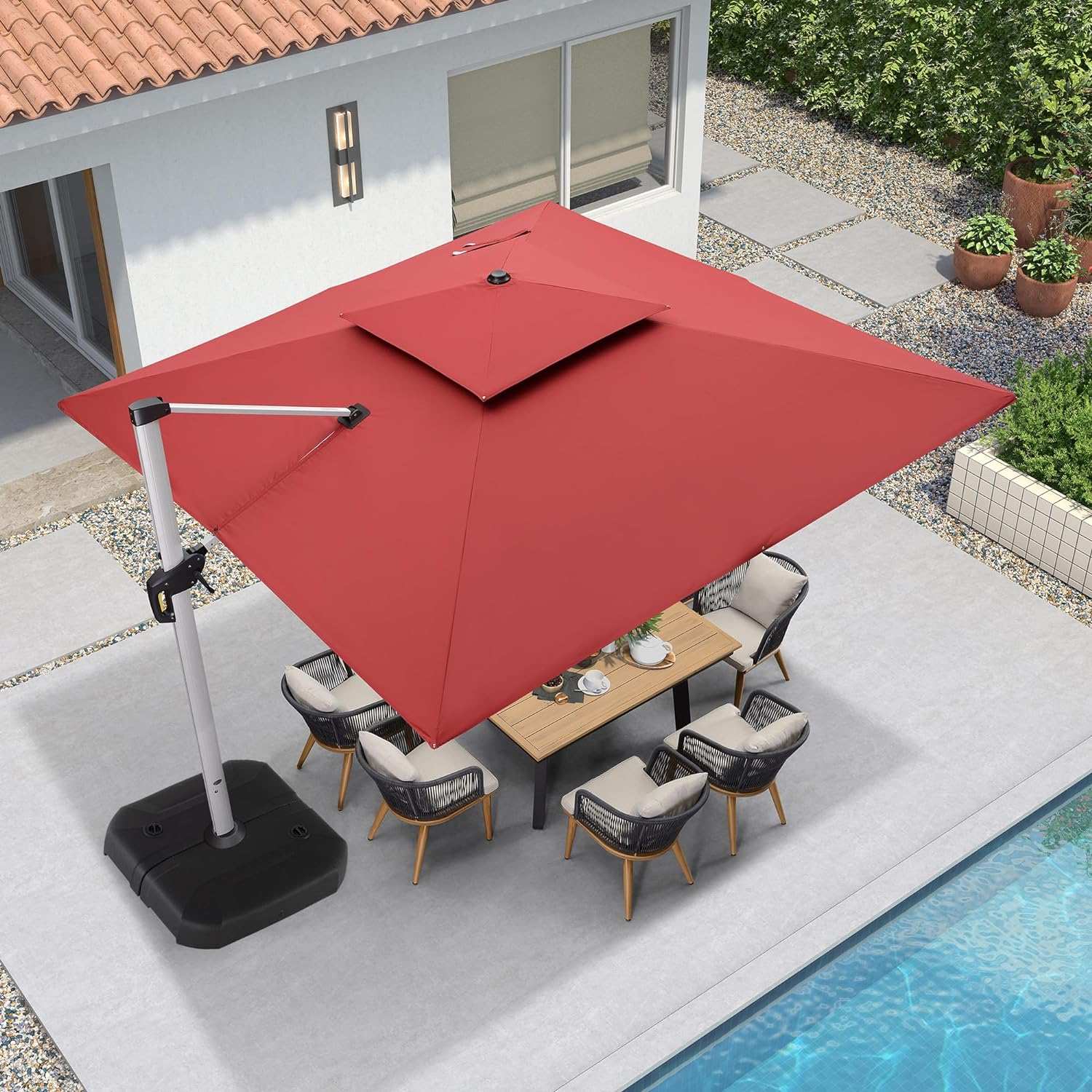14pieds Solar-powered LED parasol