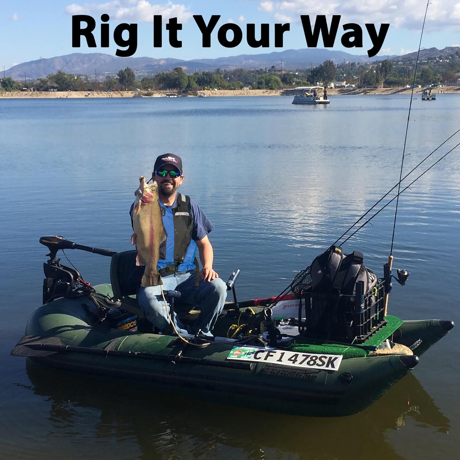 Sea Eagle 285 Frameless Inflatable 9' Pontoon Fishing Boat - 1 Person- Lightweight, Portable-Perfect for Hunting & Fishing-Sets up in 5 Minutes