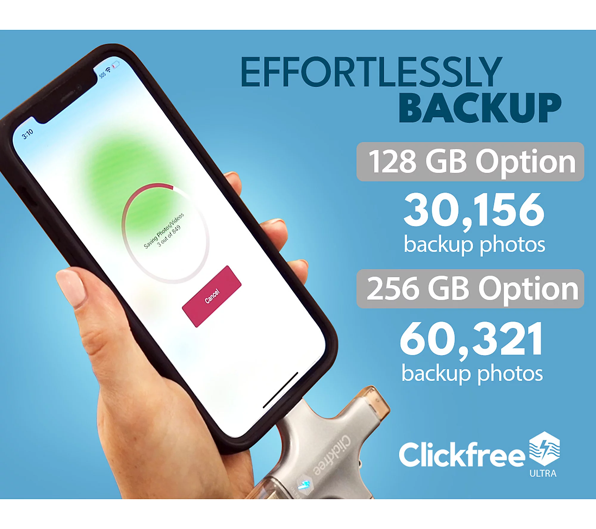 Clickfree Ultra 256GB Photo & Video Storage with 20PG Photobook