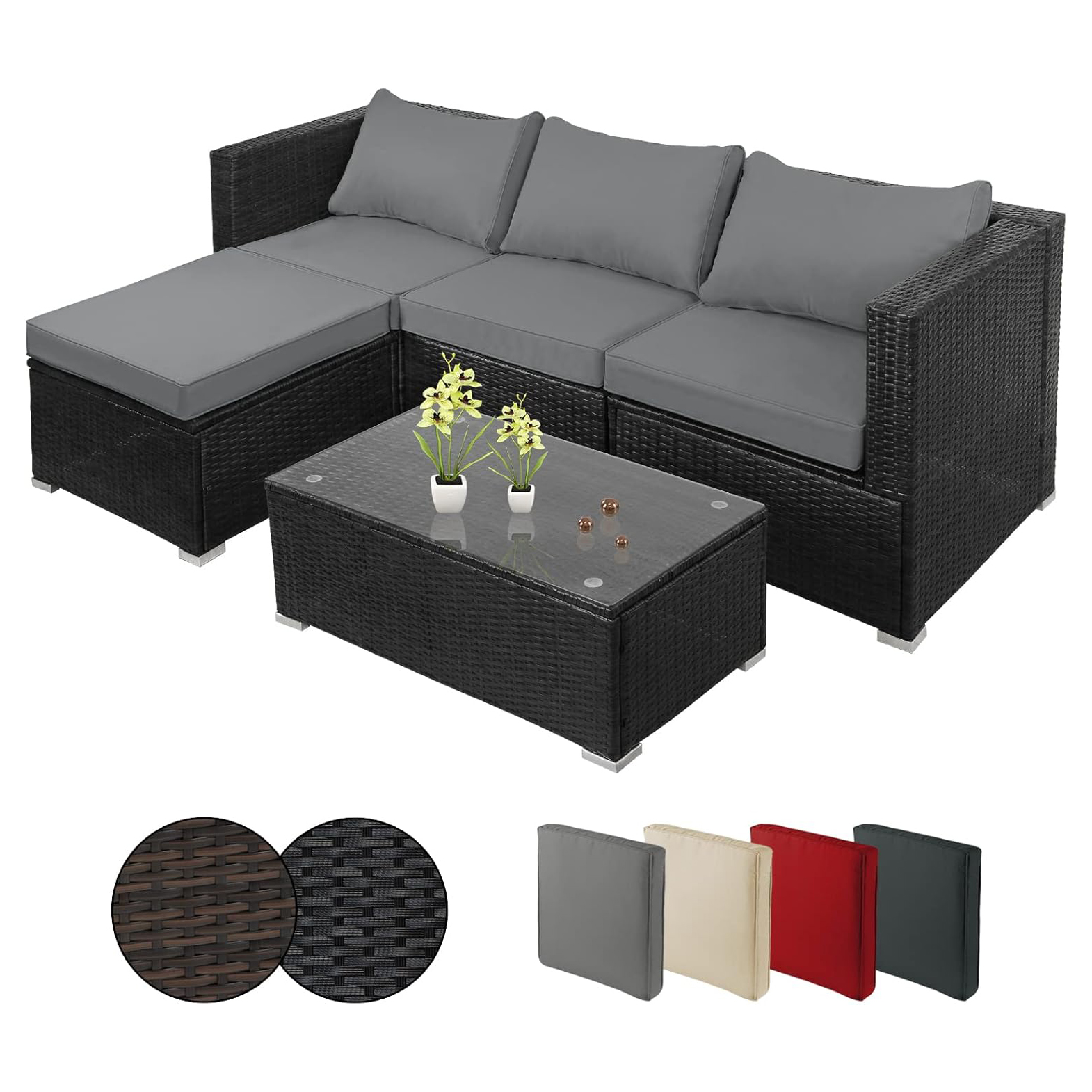 Montafox 12-piece polyrattan lounge garden furniture