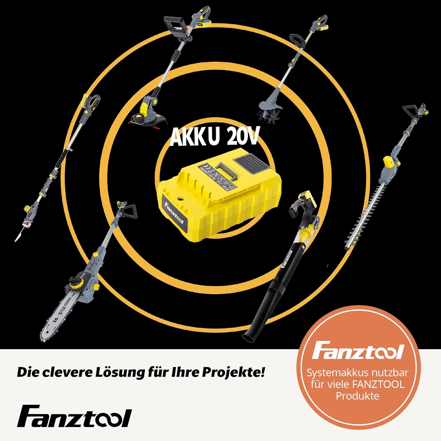 FANZTOOL 20 V Motor Hoe, Mini Tiller, Garden Hoe, Cultivator, 20 cm Working Width and Powerful 2.5 Ah Li-ion