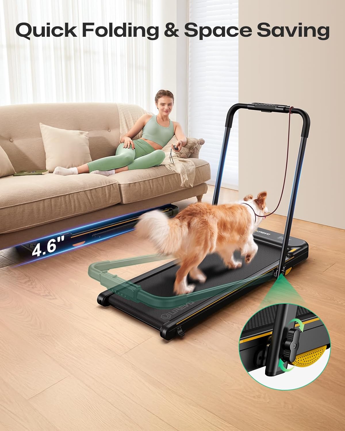 UREVO Smart 2-in-1 Folding Treadmill
