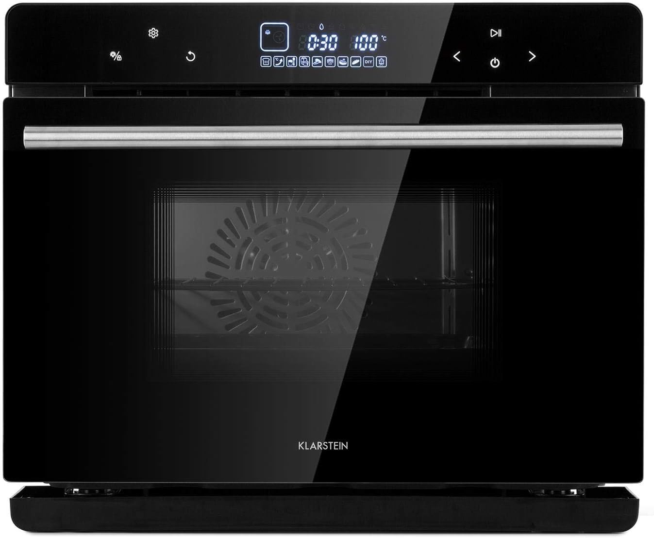 Klarstein MasterFresh Steam Oven - Stand Steam Cooker, 24 litres, 230 ° C, 1.4-Litre Water Tank, Steam Cooking: 1100W, Oven: 1900W, TouchControl, Timer, Steaming, Baking & Dehydrating, Black [Energy Class A]