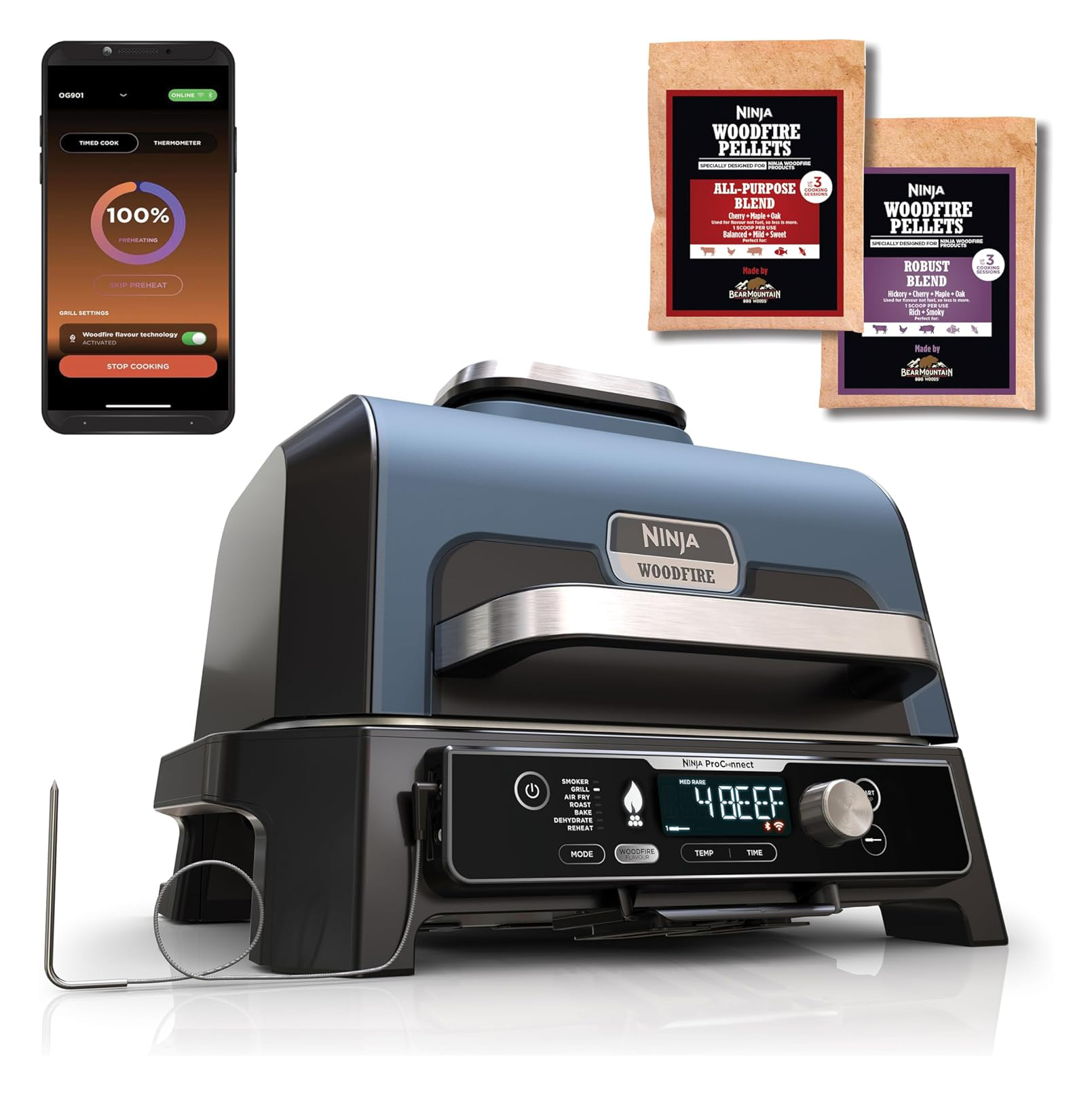 Ninja Woodfire Pro Connect XL Elektrischer BBQ Smoker Grill