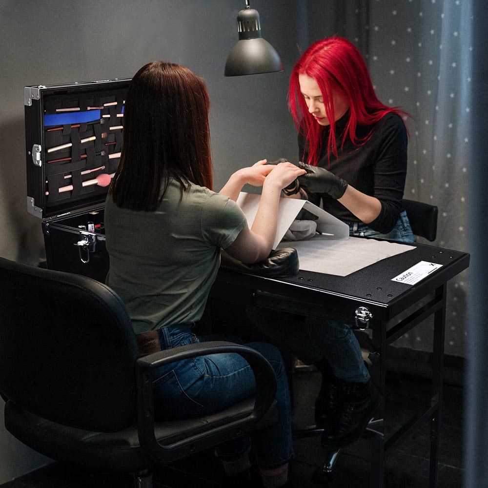 Exclusive to Europe Rolling Makeup Station Hair Nail Workstation w/ Speaker Drawers